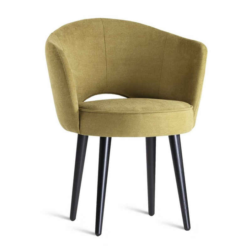 JVmoebel Stuhl, Klassischer Sessel Stuhl Gold Gelb Sitz Polster Design Holz Textil Antik Sofort