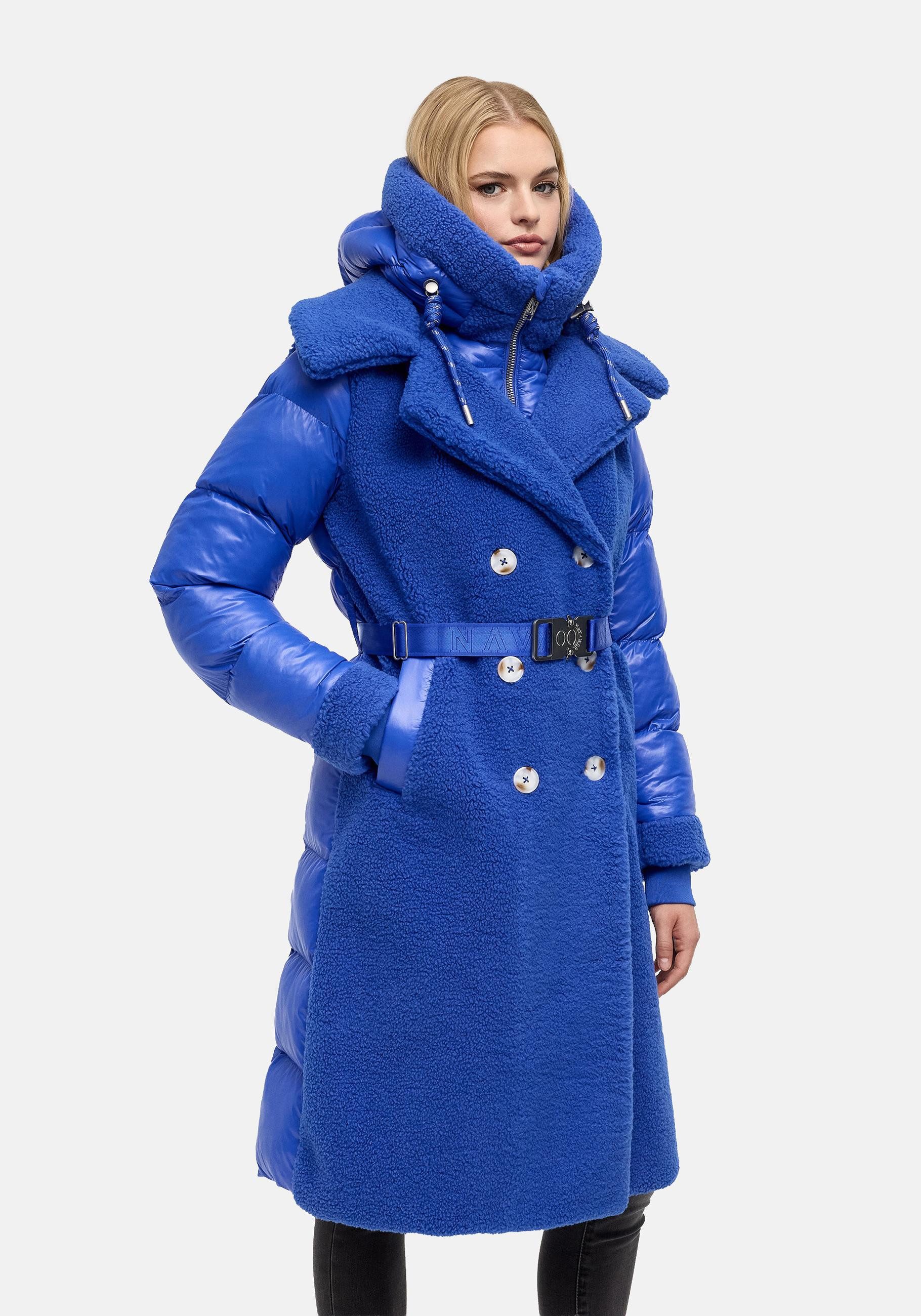 Navahoo Wintermantel Kuscheltraum 14 Modischer Damen Plüschmantel aus angesagtem Materialmix