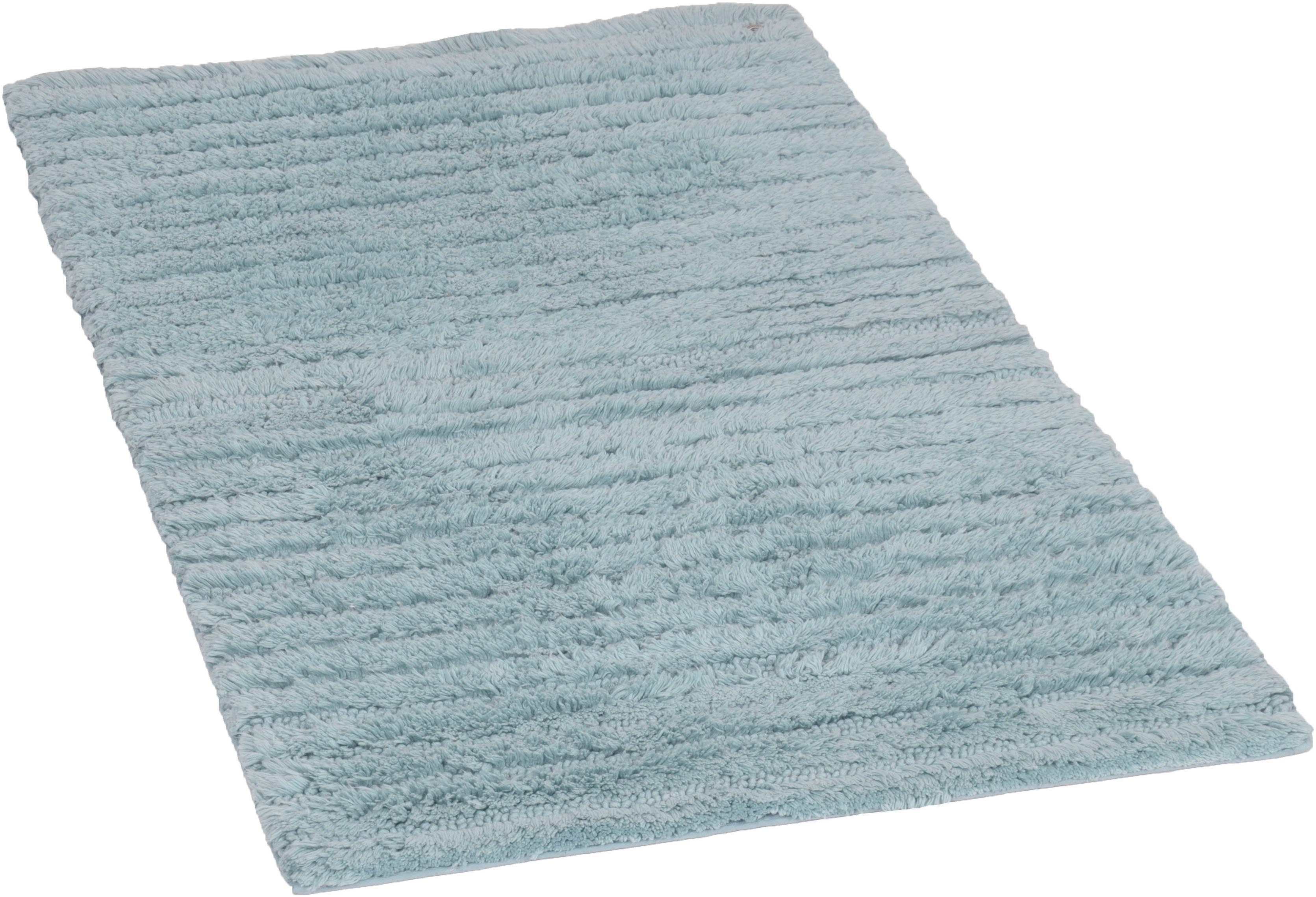 TOM TAILOR HOME Badematte Cotton Stripes, Höhe 20 mm, rutschhemmend beschichtet, strapazierfähig, fußbodenheizungsgeeignet, Baumwolle, quadratisch, Uni Farben, gestreift, reine Baumwolle, Hoch-Tief Effekt