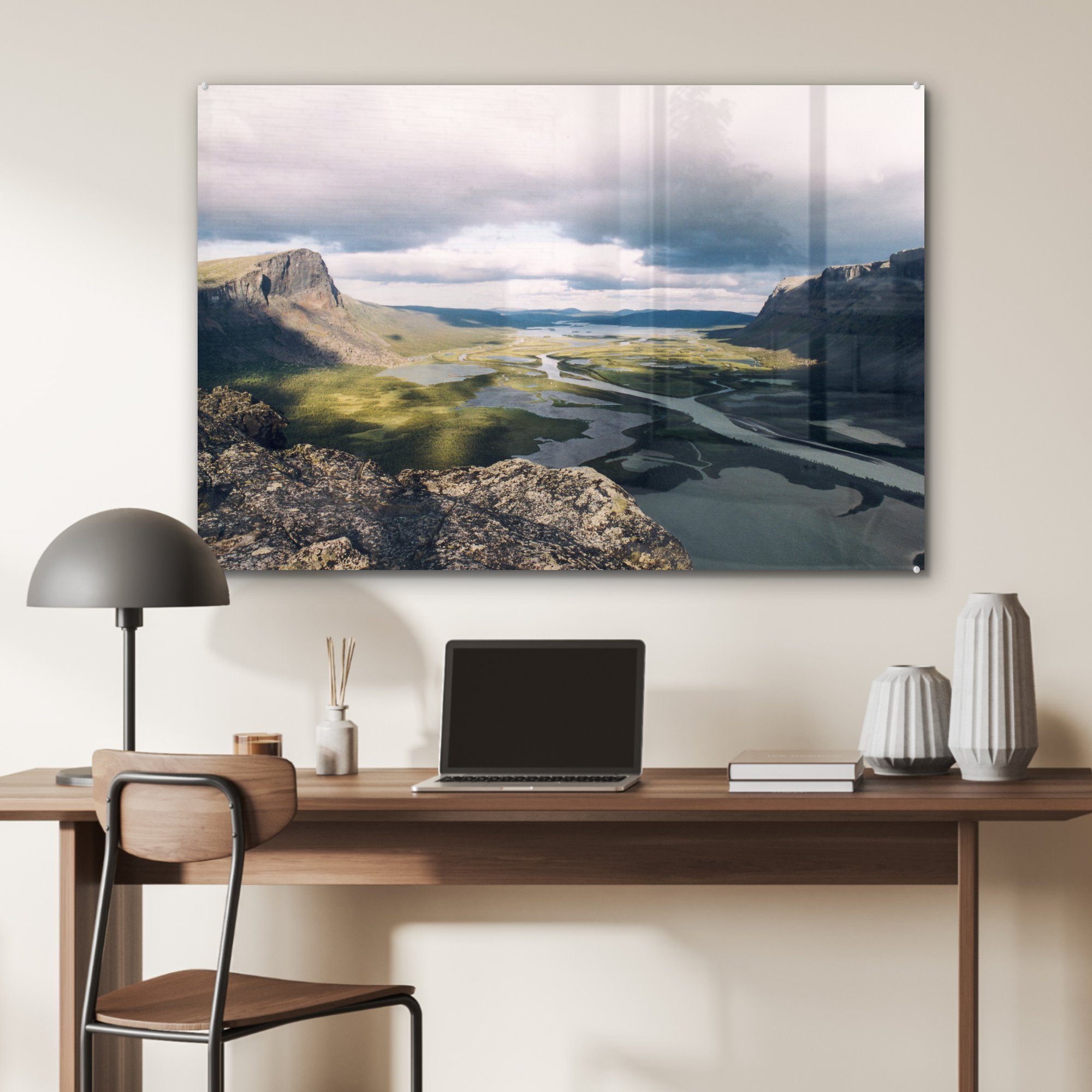 Wohnzimmer Dichte über Wolkendecke Sarek-Nationalpark St), Acrylglasbilder dem in MuchoWow Schweden, Acrylglasbild & Schlafzimmer (1