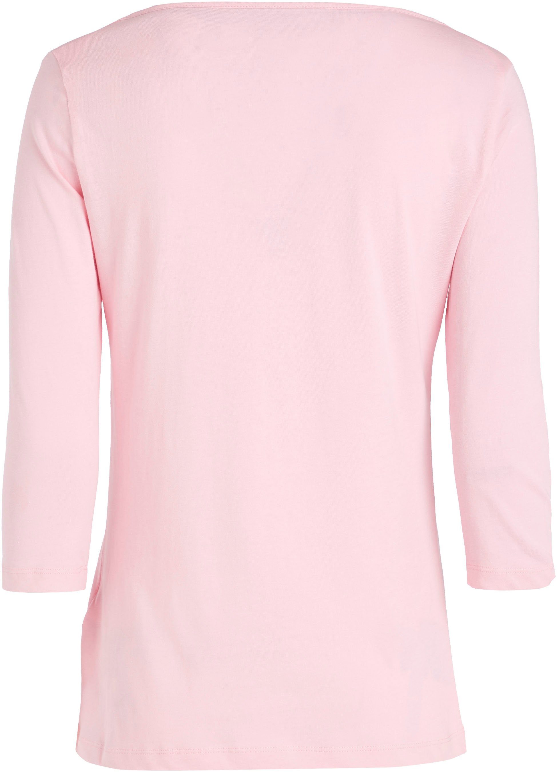 3/4-Arm-Shirt SLIM ORG 3/4 BOAT-NK TOP SLV Tommy Hilfiger mit Tommy-Hilfiger-Logostickerei pink CO