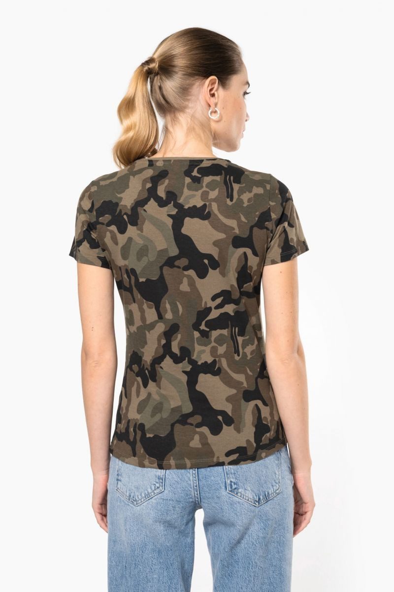Kariban Print-Shirt Damen-T-Shirt Camo mit kurzen Ärmeln günstig online kaufen