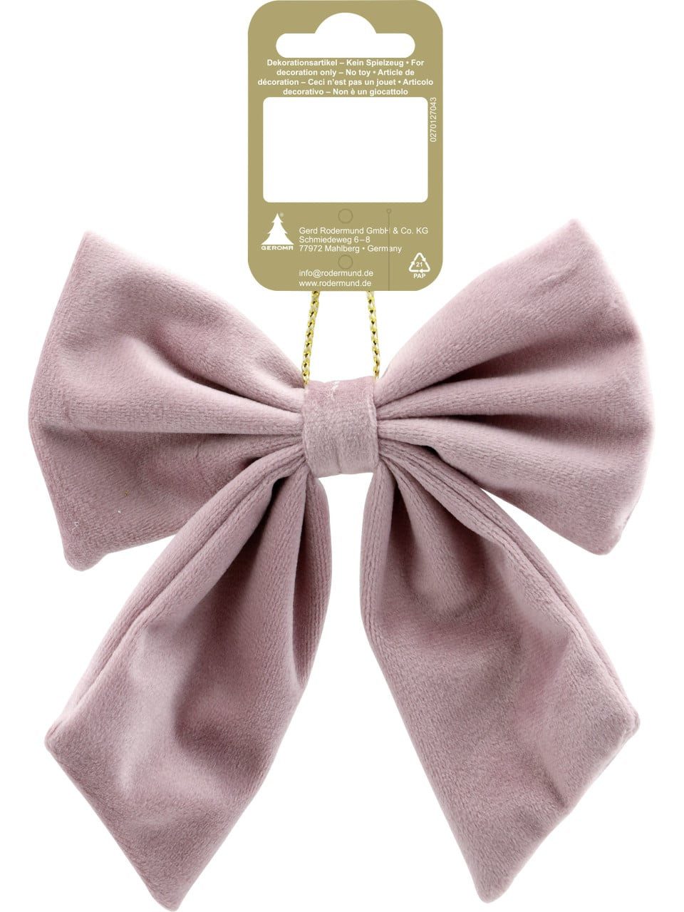 Rodermund Christbaumschmuck Weihnachtsanhänger Schleife aus Stoff 16 x 15 cm