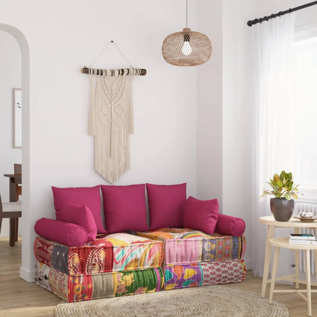 vidaXL Sitzkissen, 7-tlg. Dekokissen-Set Rosa Stoff