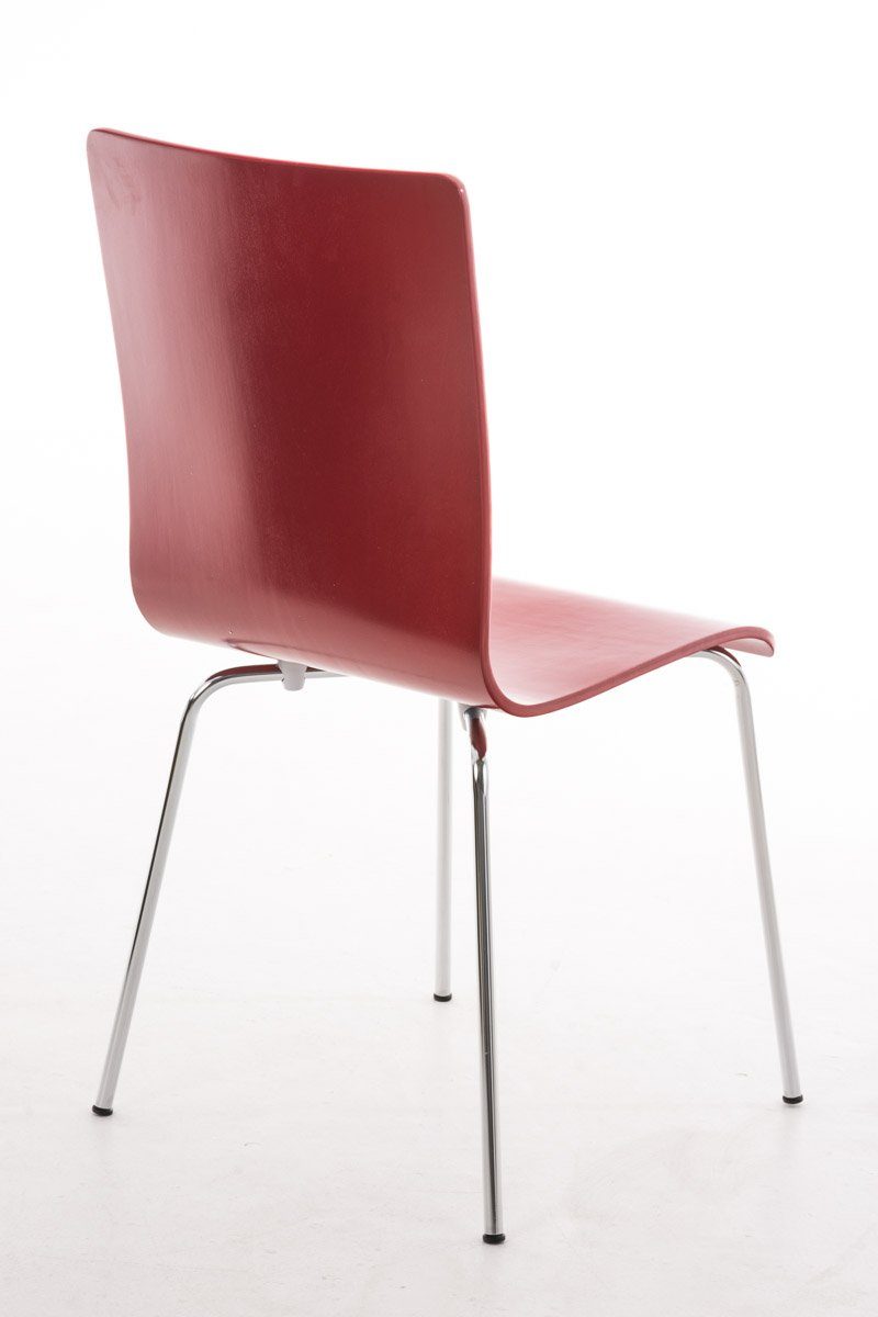 Warteraumstuhl Peppo (Besprechungsstuhl ergonomisch Besucherstuhl mit rot Gestell: Metall - TPFLiving Holz Konferenzstuhl Sitzfläche - - Messestuhl), - chrom geformter Sitzfläche: