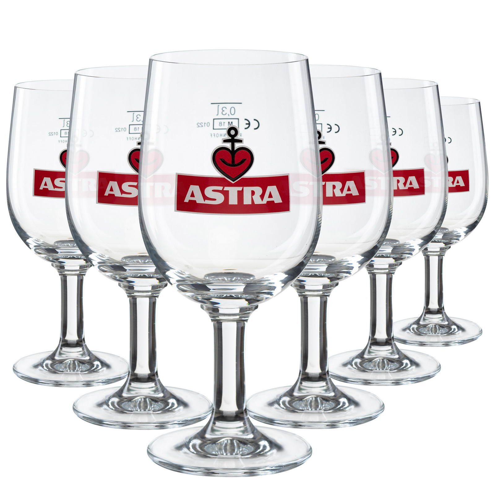 ASTRA Bier Bierglas Astra Urtyp Pokal 0,4l Astra Ankerherz, 6-tlg.