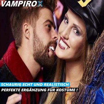 MAVURA Vampir-Kostüm VAMPIROX Einziehbare Vampirzähne Halloweenzähne Halloween Zahnersatz, automatische ausfahrbare Zähne Zombie Cosplay