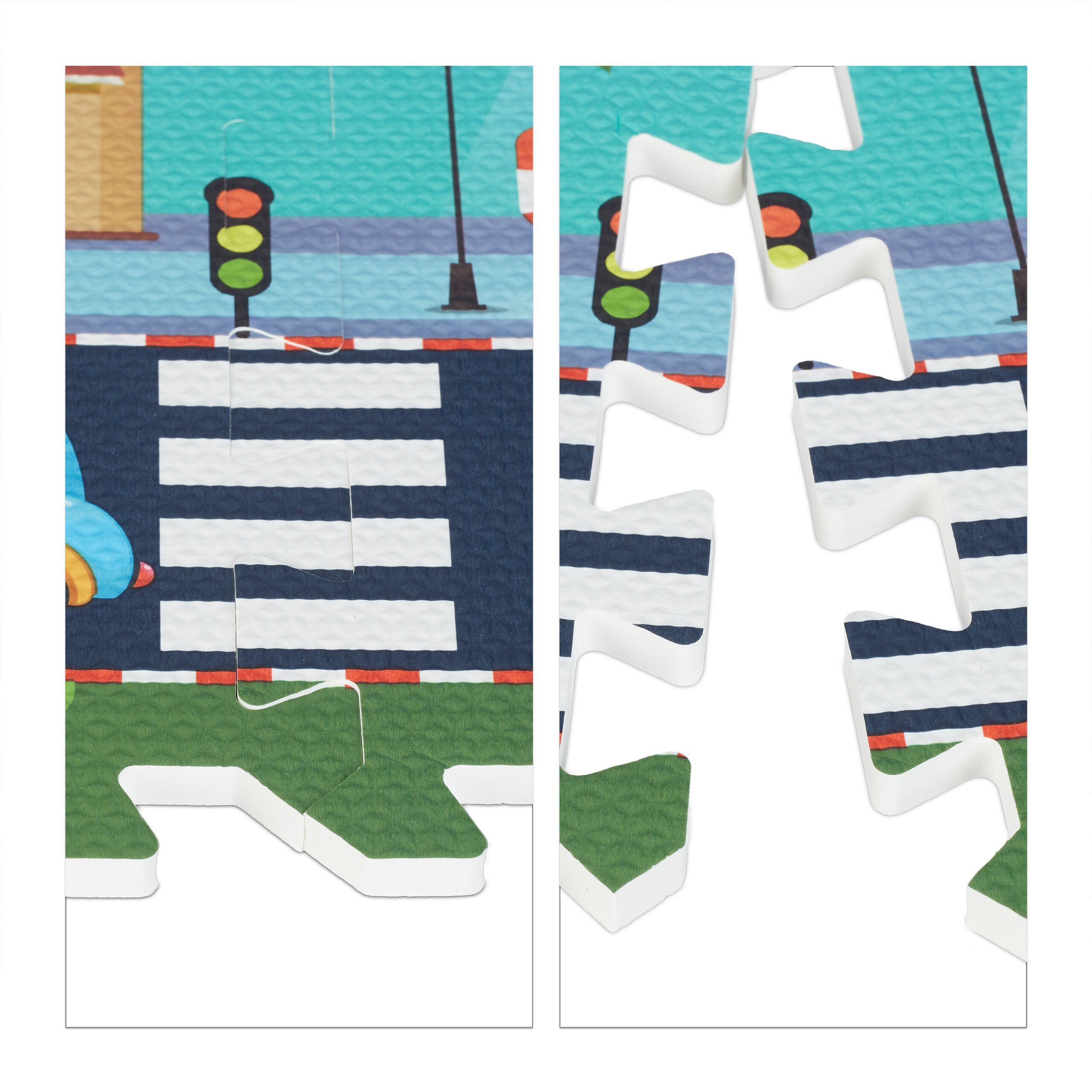 relaxdays Spielmatte Puzzlematte Straße