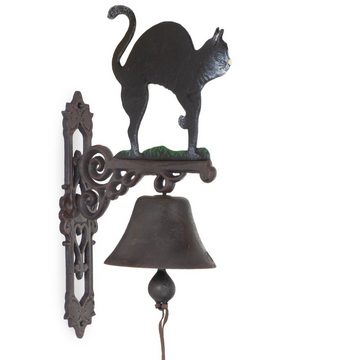 Moritz Gartenfigur Glocke Katze mit Buckel, (Wandglocke), Gusseisen Türglocke Wandglocke Glocke Klingel Gong Antik Landhaus