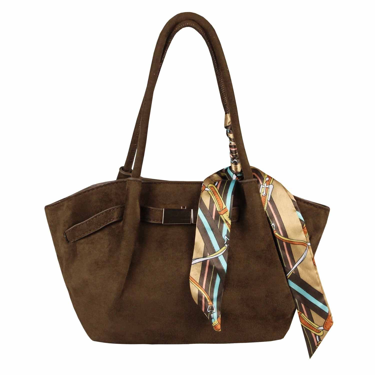 ITALYSHOP24 Schultertasche Damen Tasche Tote Bag Handtasche Wildleder Optik Mini Bag Business, Umhängetasche Samt Crossbody Damentasche Cross Over Freizeit Mini Bag