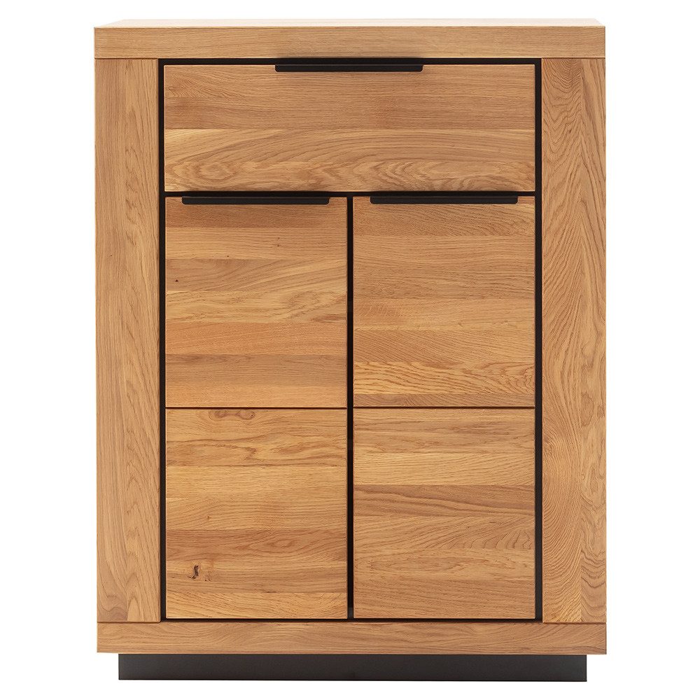 Lomadox Schuhschrank GIUSTINO-06 80 cm breit, Eiche teilmassiv mit schwarz