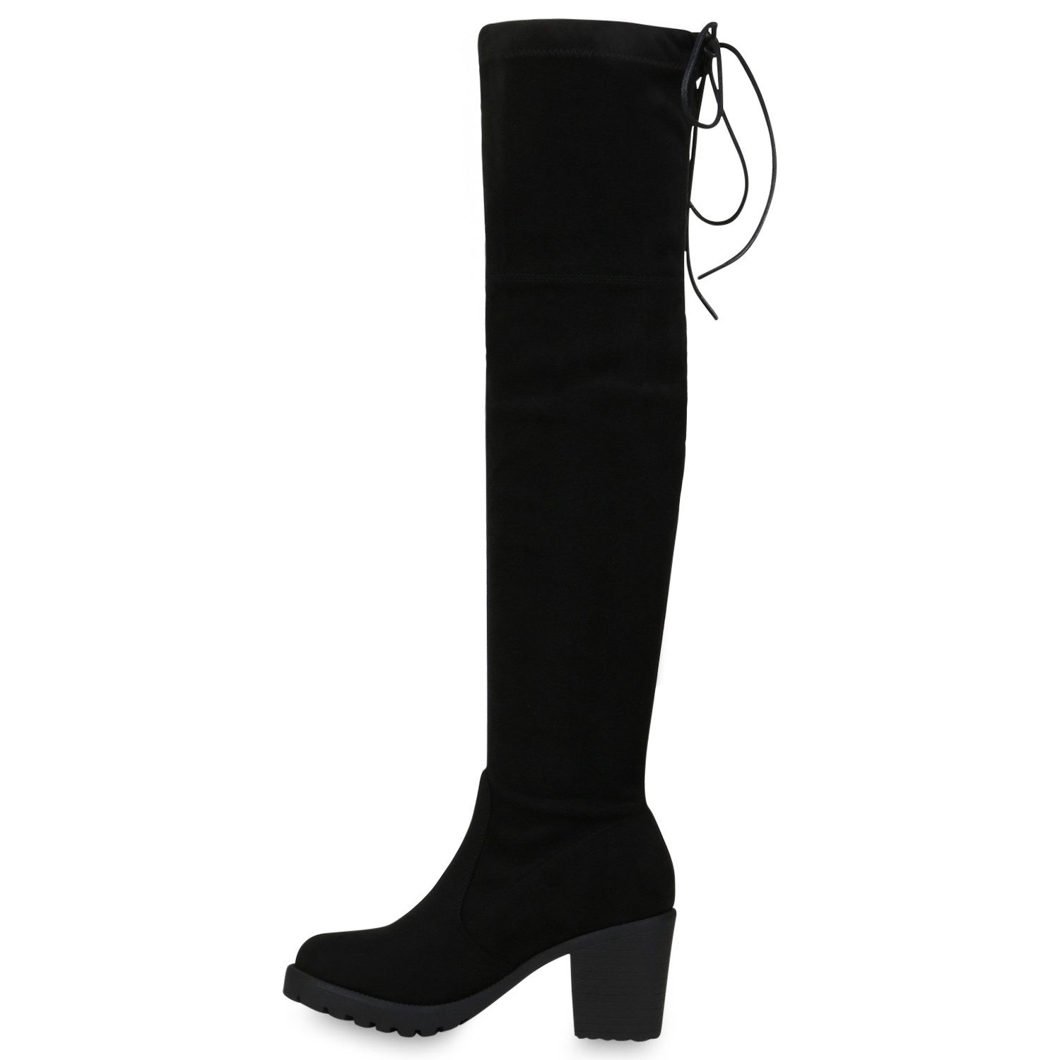 VAN HILL 833657 Overkneestiefel Damen Overknees Leicht Gefütterte Stiefel Wildleder-Optik Boots