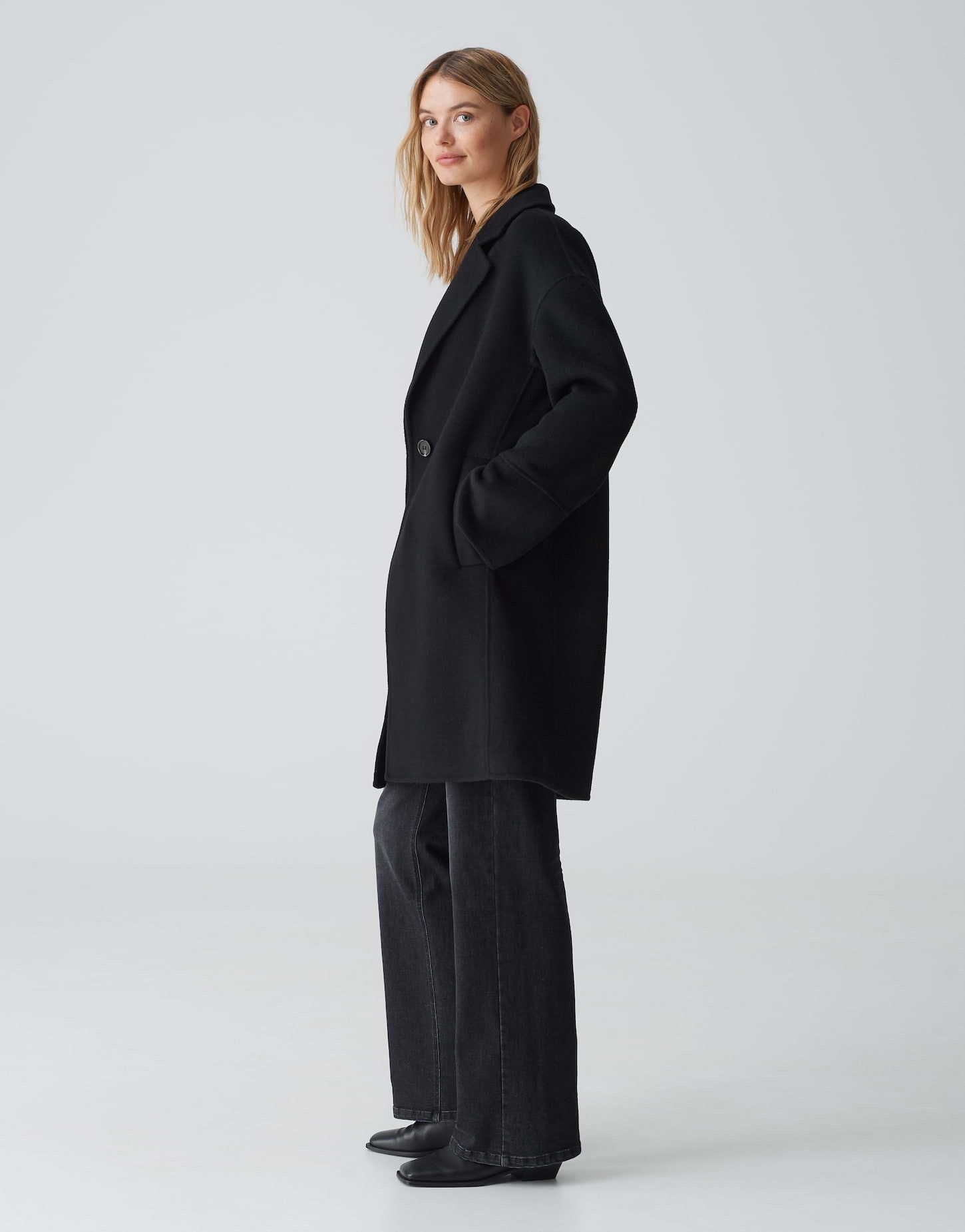 OPUS Kurzmantel Kurzmantel HATILDE Loose aus weichem Woll Mix