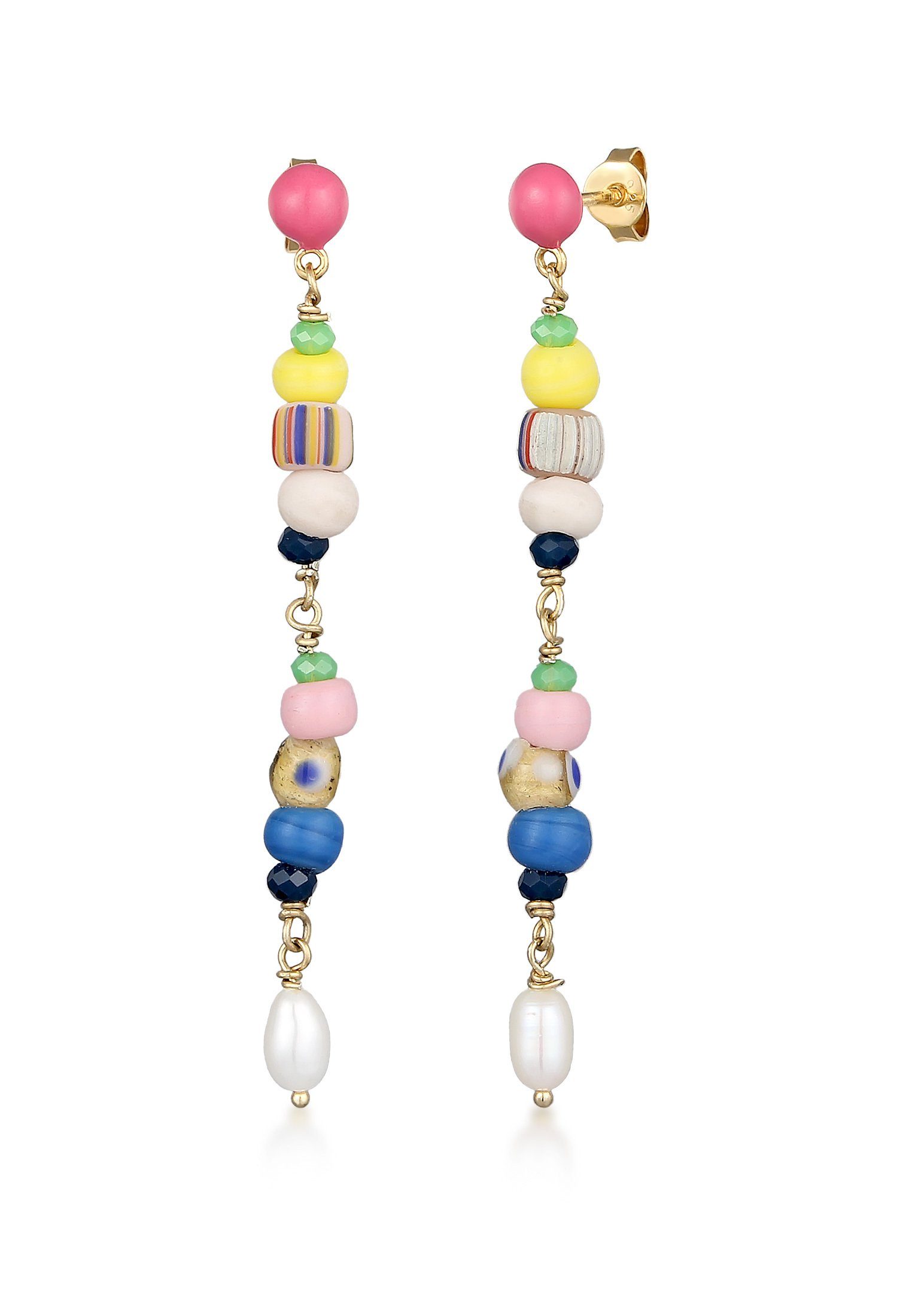 Elli Premium Серьги из бисера Süßwasserzuchtperle Glas Bead Emaille 925 Silber