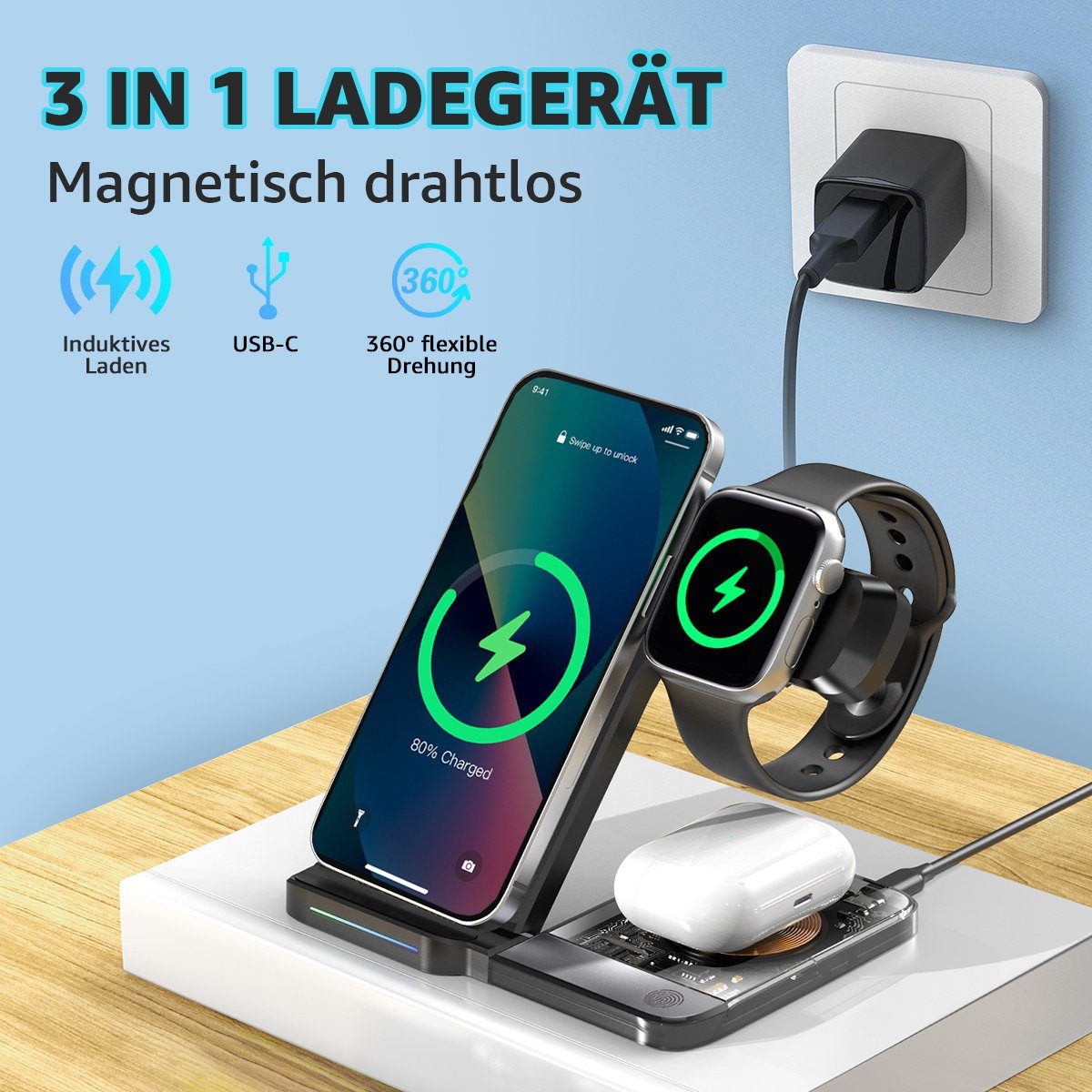 15w schnelles magnetisches kabelloses Autoladegerät + für Magsafe-Silikonhülle  für Samsung Galaxy S23 S22 S21 Ultra Plus Auto-Ladehalter