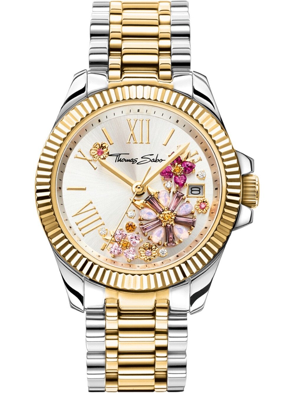 THOMAS SABO Quarzuhr Thomas Sabo WA0382-291-201 Damenuhr Blumen 33mm 5ATM T günstig online kaufen