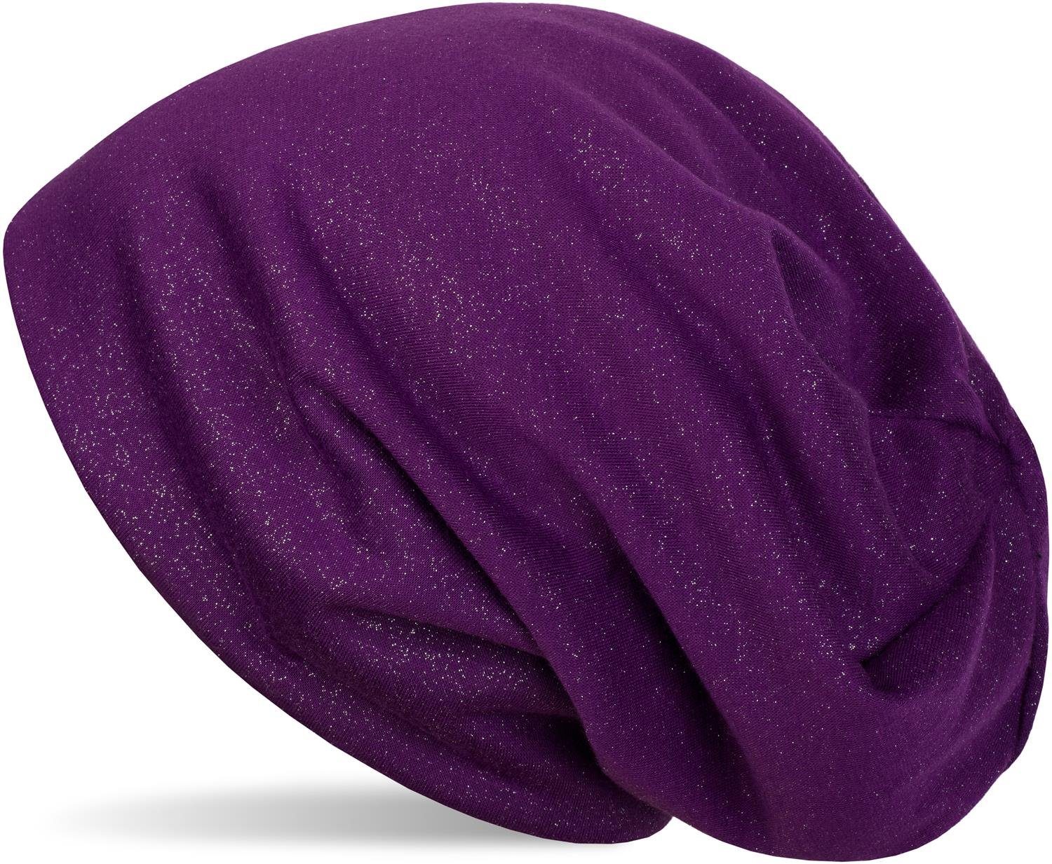 styleBREAKER Beanie (1-St) Beanie mit All Over Glitzer Violett