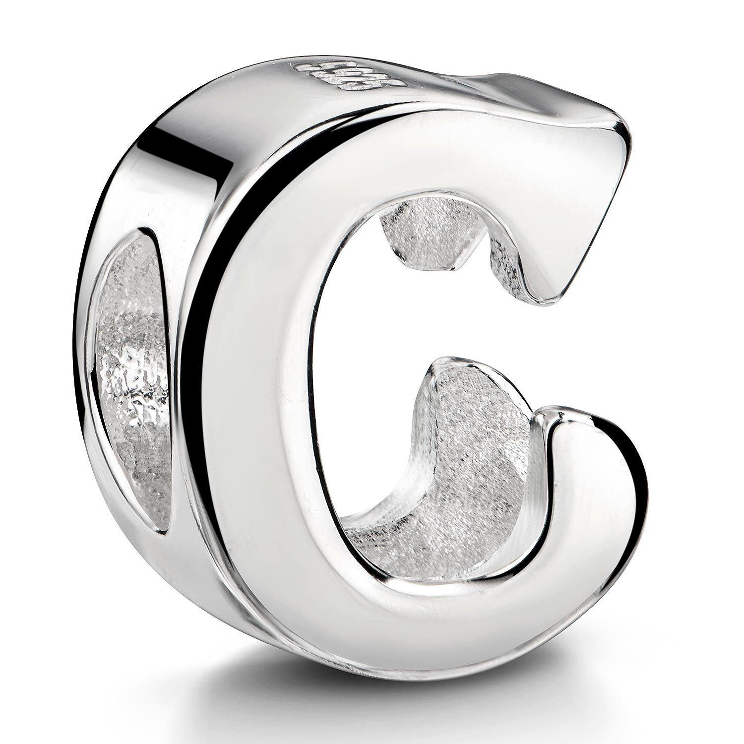 Materia Bead Hochglanz Charm Buchstabe / Alphabet " C " 1382, 925 Sterling Silber