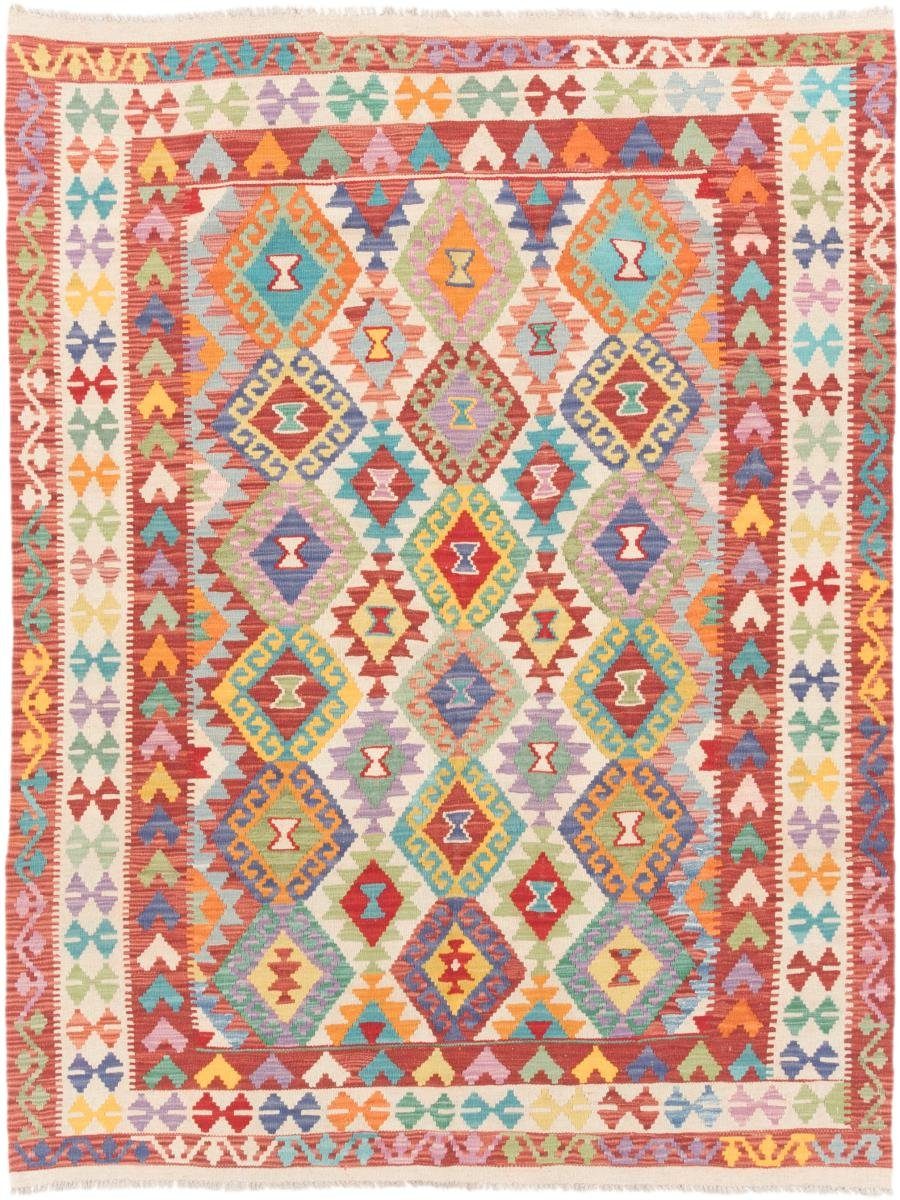 Orientteppich Kelim Afghan 162x208 mm Orientteppich, Handgewebter Trading, Höhe: rechteckig, 3 Nain