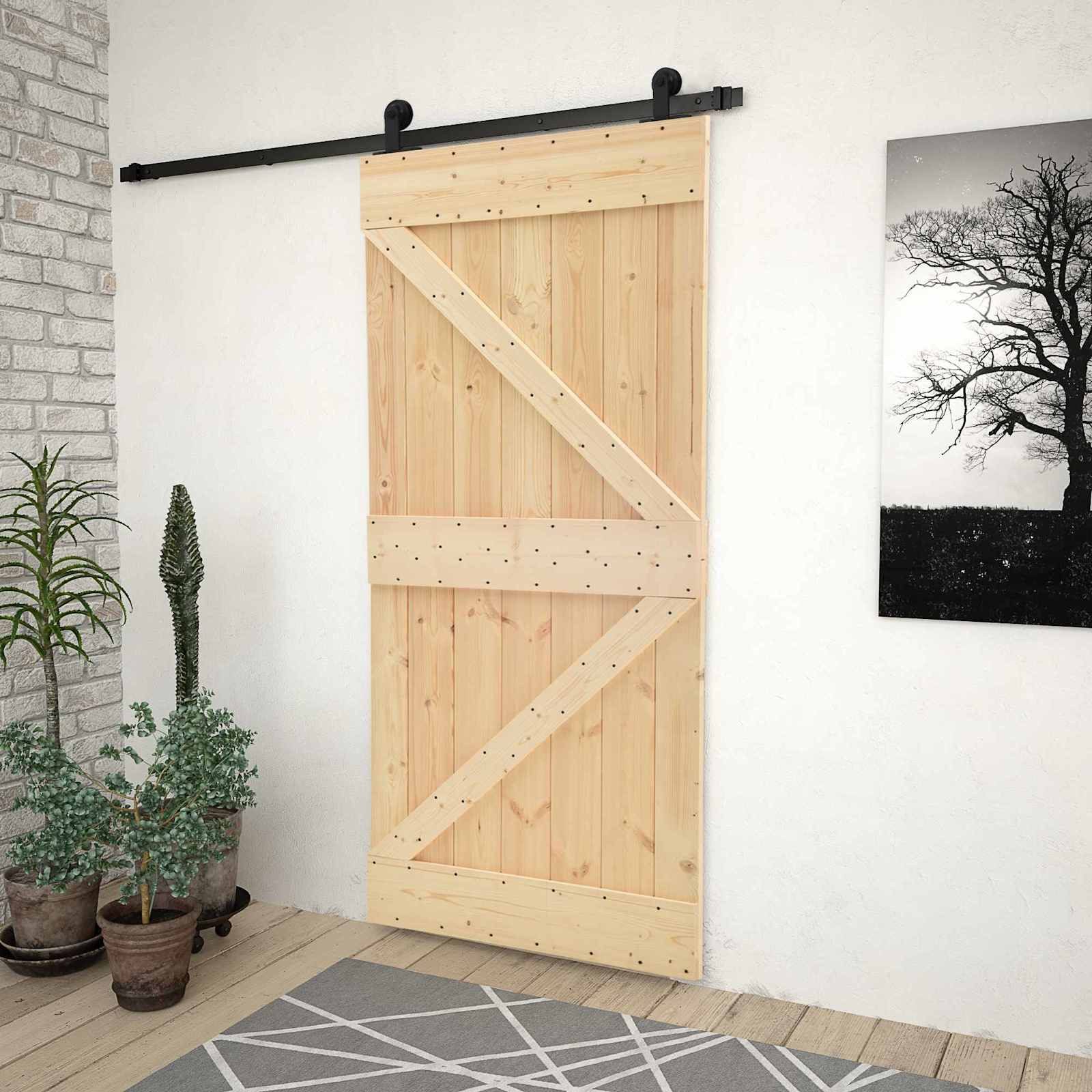 vidaXL Schiebetür Schiebetür 80 x 210 cm Massives Kiefernholz (1-St)