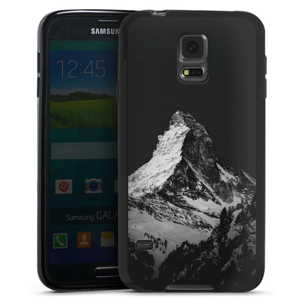 DeinDesign Handyhülle Berg Schnee Alpspitze Snow Capped Mountains Grayscale, Samsung Galaxy S5 Silikon Hülle Bumper Case Handy Schutzhülle