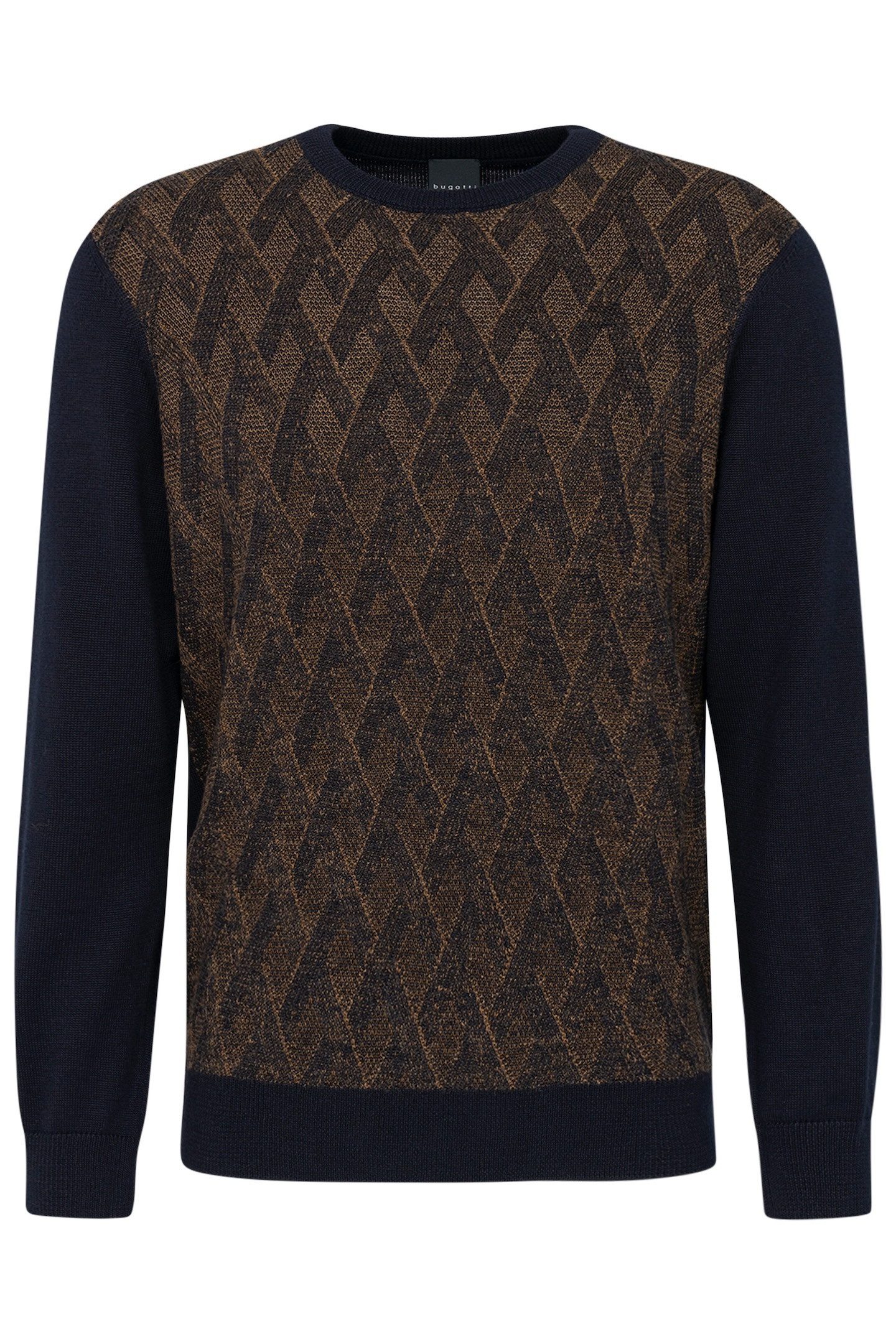 bugatti Strickpullover mit 2-farbigem Rautenmuster