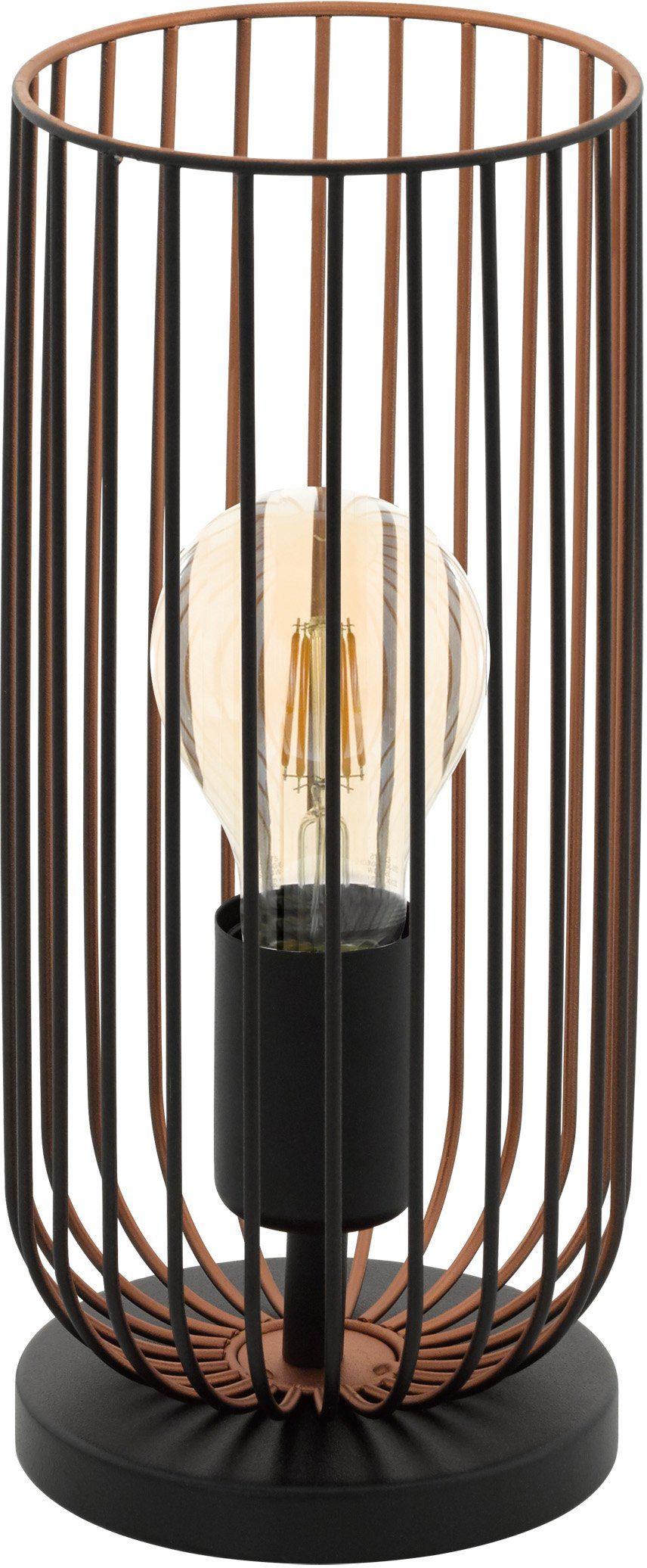 EGLO Tischleuchte ROCCAMENA Tischlampe, Nachttischlampe, schwarz, kuper, Stahl, E27, ohne Leuchtmittel, Draht, Wohnzimmer, Schlafzimmer, …