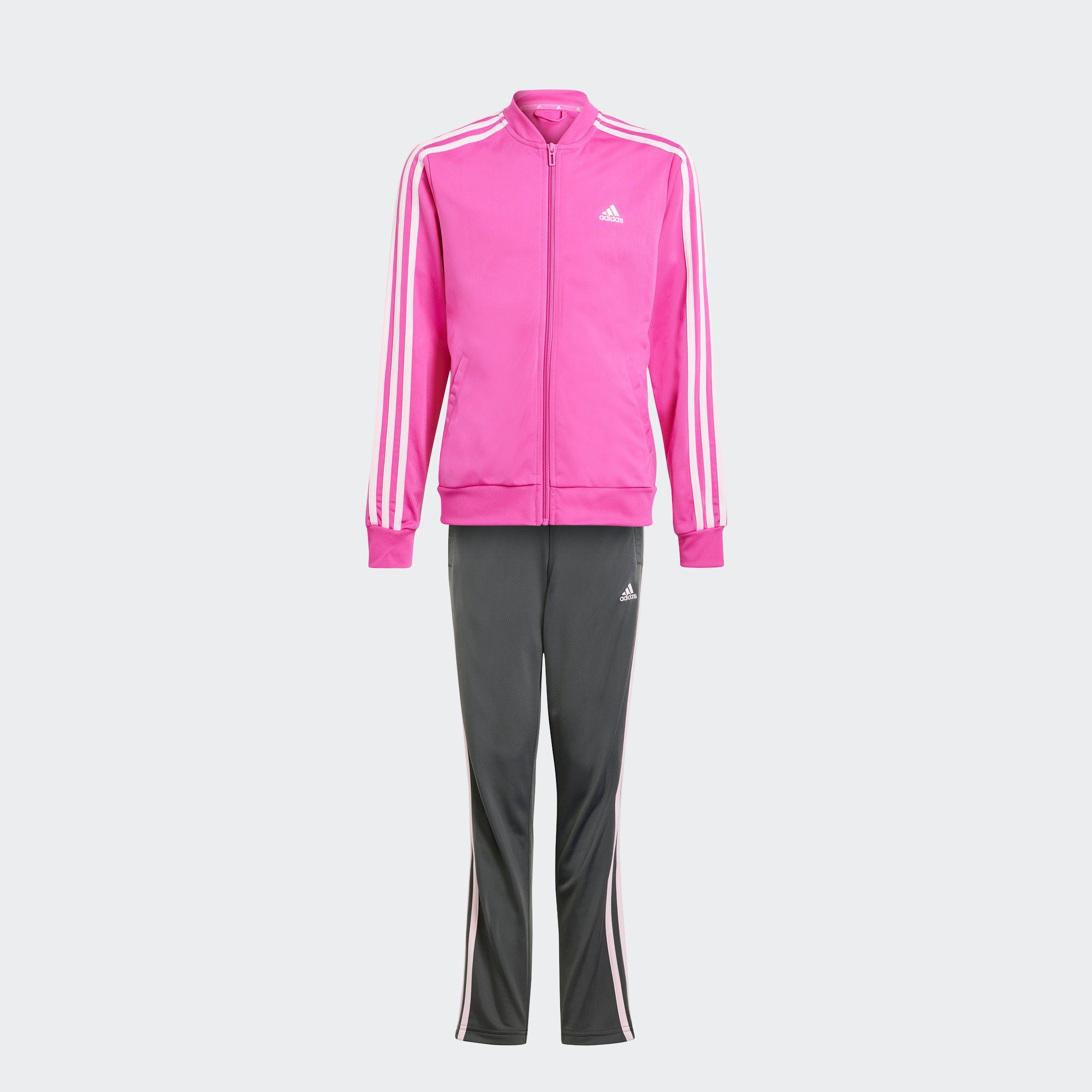 Clear Sportswear Lucid Pink Trainingsanzug (2-tlg) / 3-STREIFEN Semi Fuchsia ESSENTIALS adidas