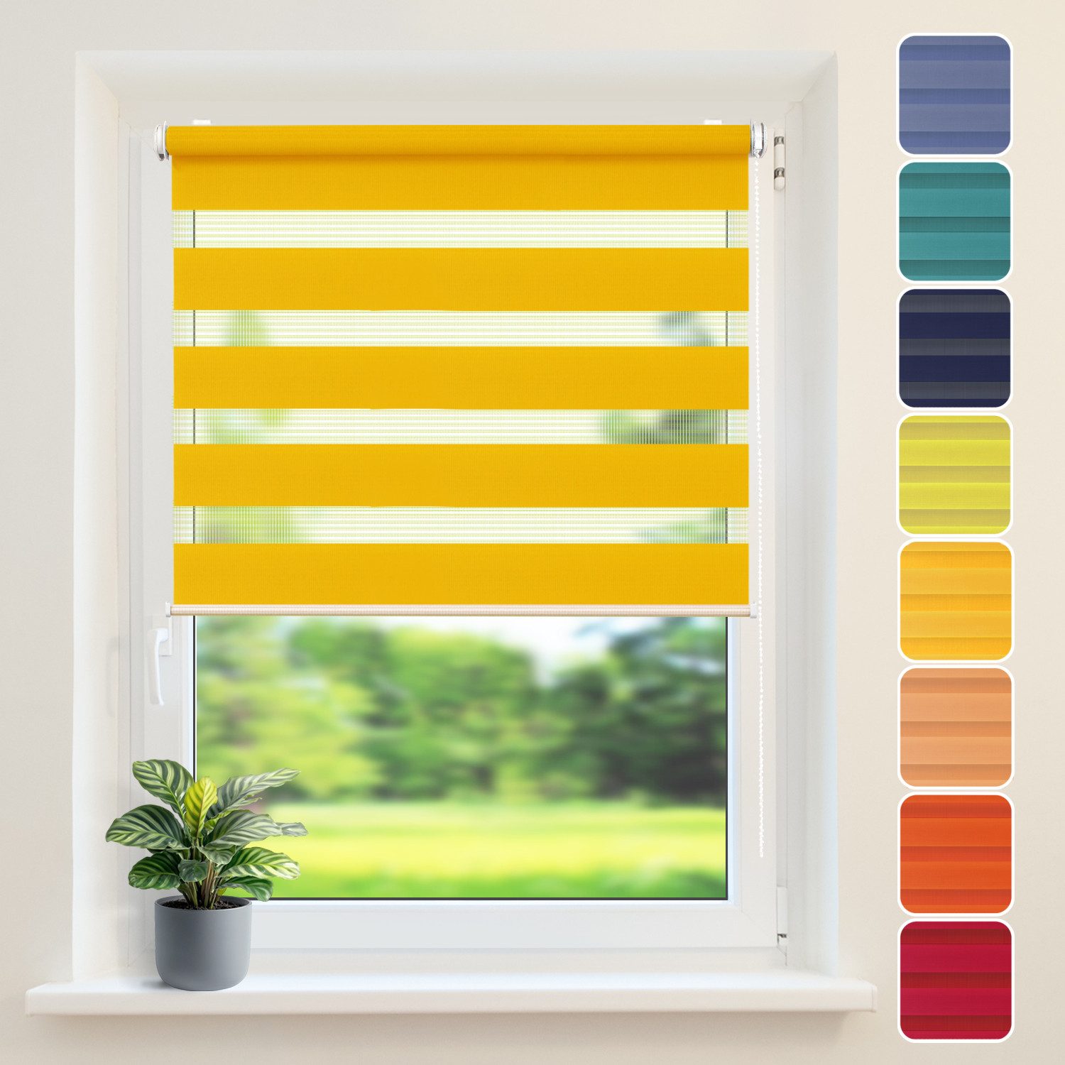 Doppelrollo Duo-Rollo Klemm Fix, Fenster-Rollo Ohne Bohren, DomDeco, Klemm- oder Schraubmontage, Klemmbar, Kettenzug, ohne Bohren, Sicht- und Blendschutz
