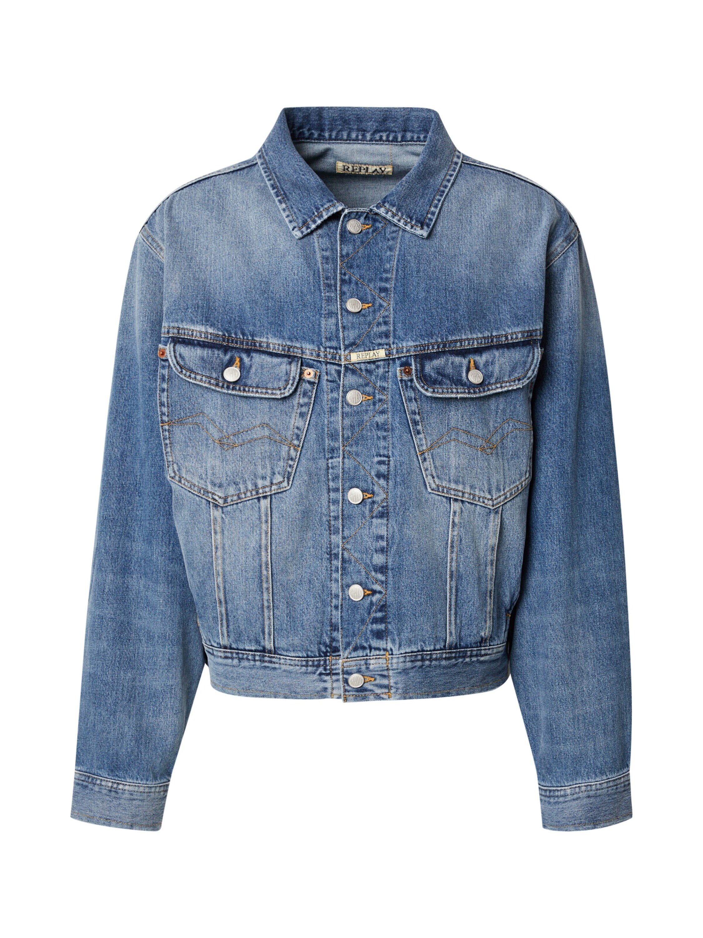 Replay Motorrad Jeansjacke Damen Replay Jeansjacke (1-St), Brusttasche
