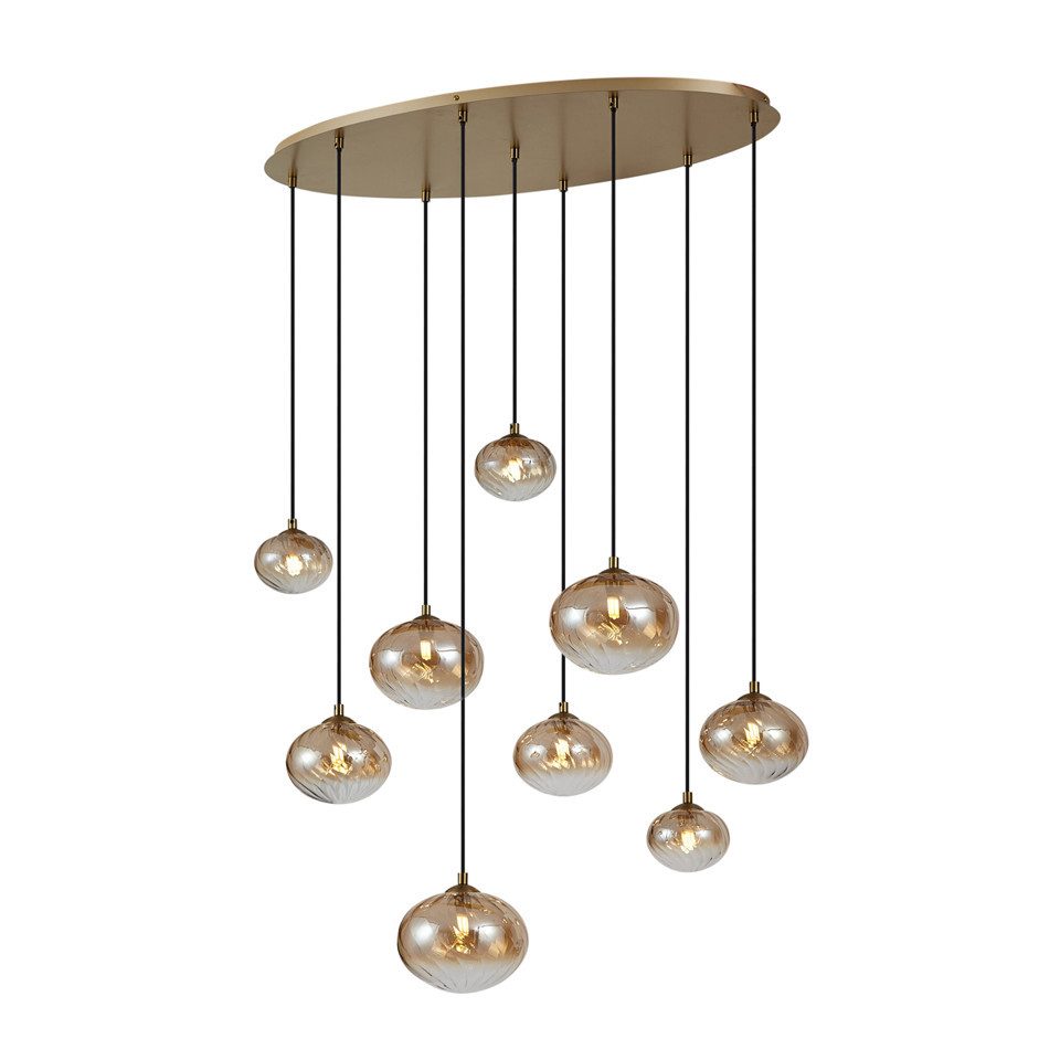 Qazqa Pendelleuchte Jia, ohne Leuchtmittel, Warmweiß, QAZQA Hängeleuchte, g9, gold, Stahl, Art Deco