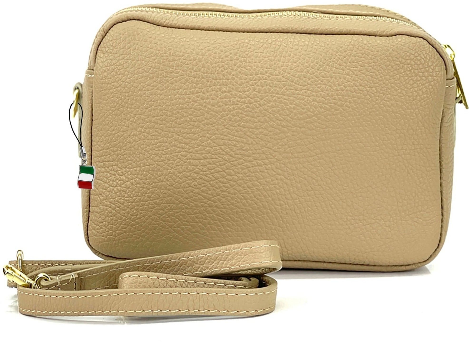 FLORENCE Umhängetasche Florence Umhängetasche Damen Tasche (Umhängetasche, Umhängetasche), Damen Umhängetasche Leder, beige, taupe, Größe ca. 22cm