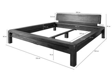 Massivmoebel24 Massivholzbett Bett Akazie 200x200x80 tabak lackiert BUENO #031