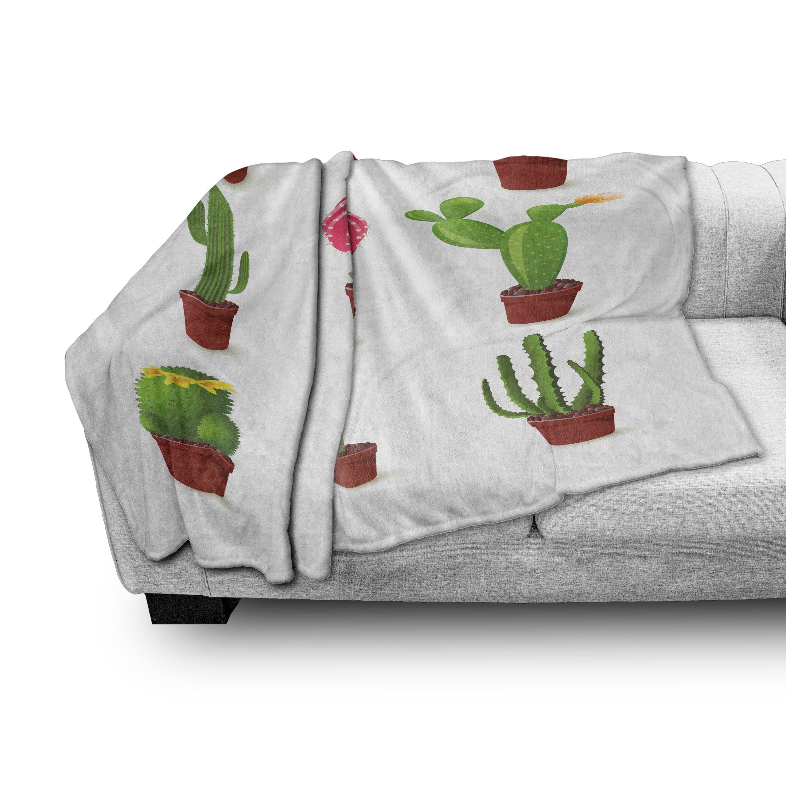Gemütlicher Kaktus Cartoon Sorten Plüsch Wohndecke Abakuhaus, und den Innen- Außenbereich, für