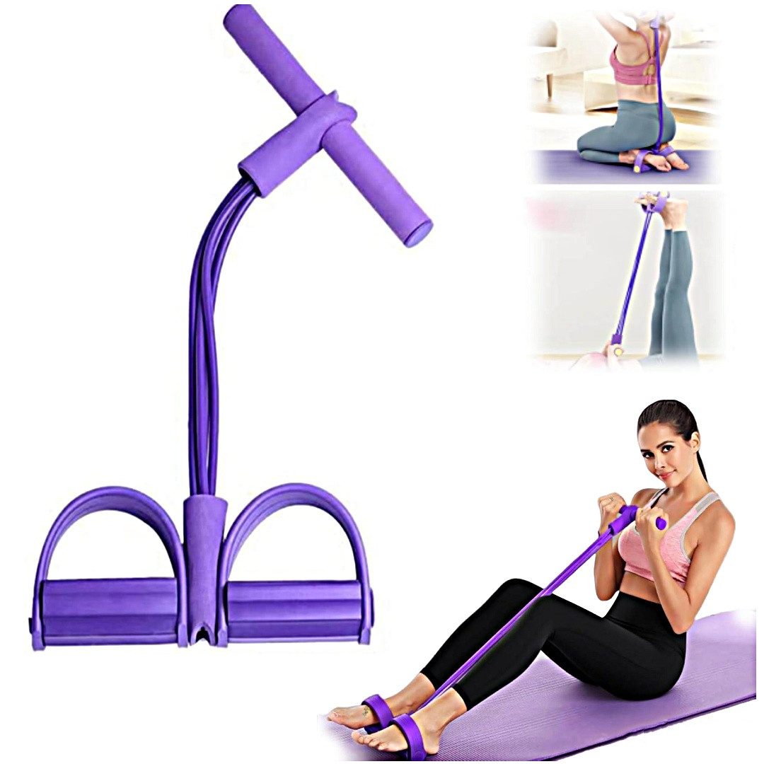 inschimmer Trainingsbänder 4 Tube Fitnessbänder mit Pedal Bauchtrainer für Abnehmen Training Yoga