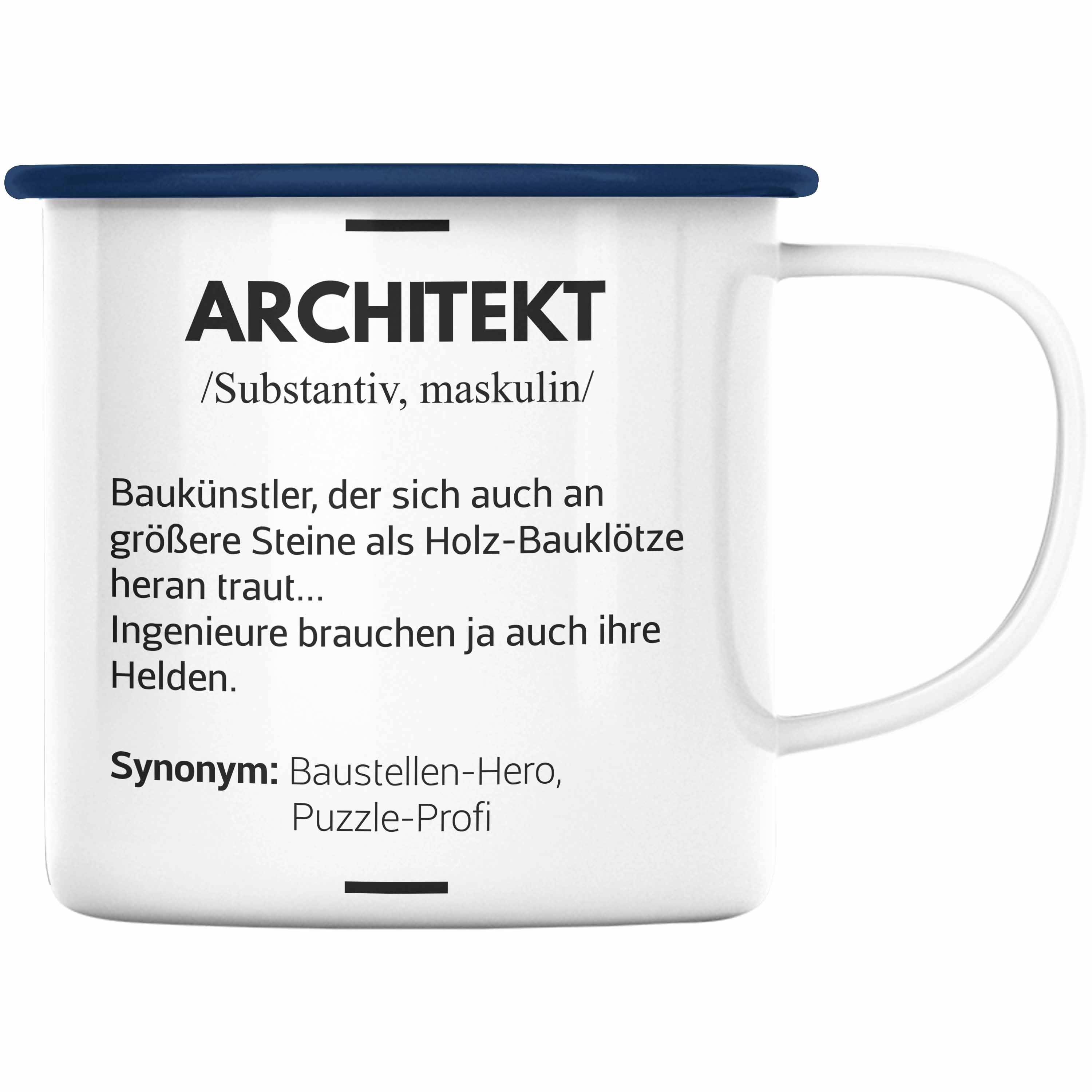 - Geschenke Geschenkidee Architektur Trendation Architekten KaffeeEmaille Spruch Lustig Blau Trendation mit Tasse Thermotasse Architekt Spruch Emaille Tasse
