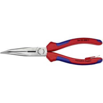 Knipex Flachrundzange Flachrundzange mit Schneide atramentiert 200 mm, mit Sicherungsöse