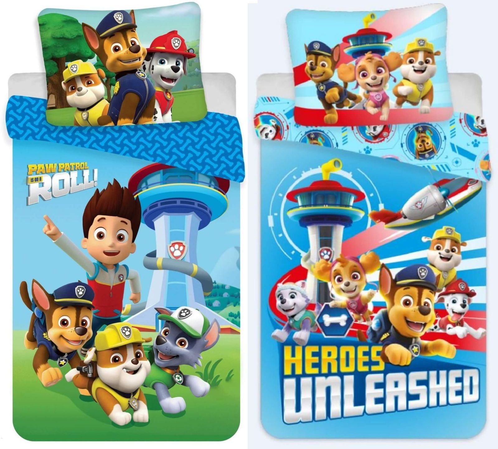 Bettwäsche PAW Patrol - 2 x Bettwäsche-Set im Doppelpack, 135x200 & 80x80