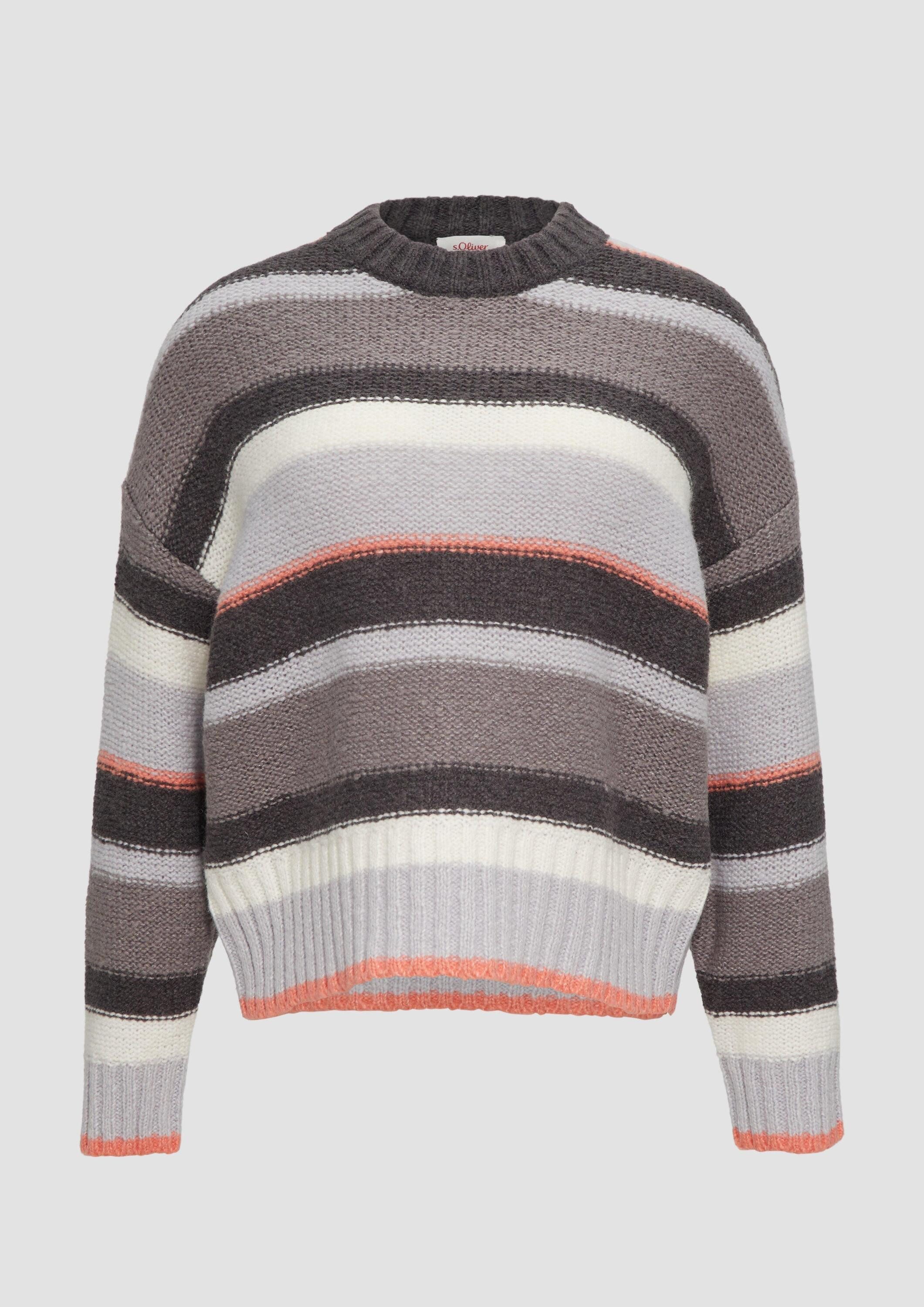 s.Oliver Longpullover Strickpullover Gestreifter Pullover im Relaxed Fit
