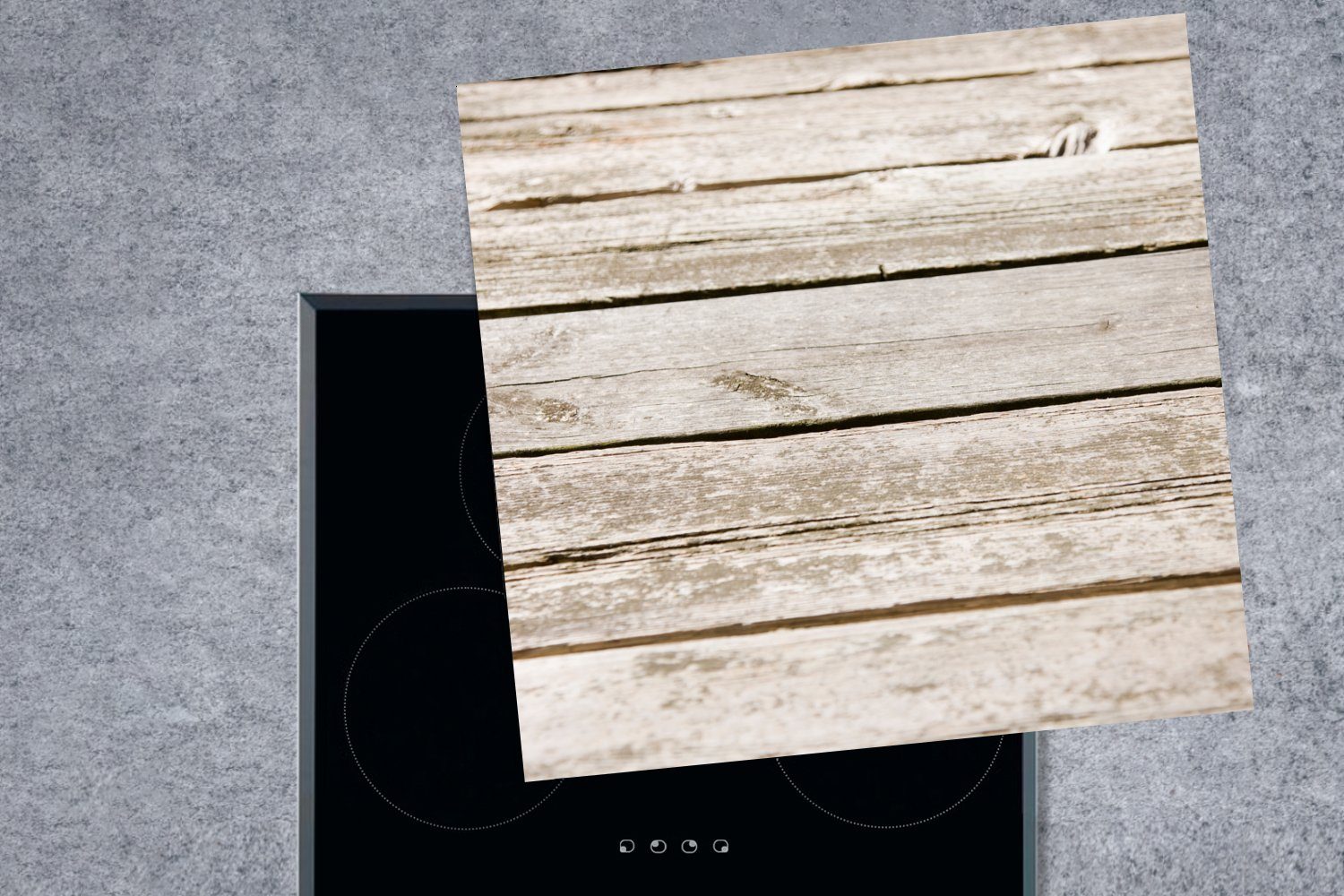 Arbeitsplatte küche cm, für tlg), Bohlenstruktur, 78x78 MuchoWow Vinyl, Ceranfeldabdeckung, Mauer (1 mit Herdblende-/Abdeckplatte