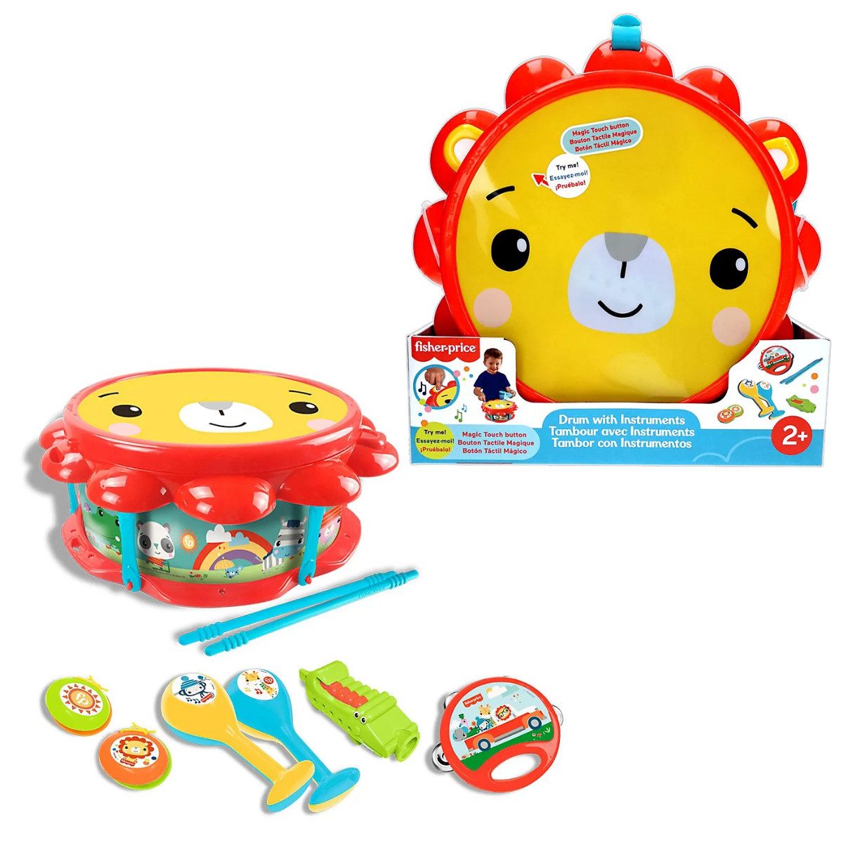 Fisher-Price® Spielzeug-Musikinstrument Musikset für Kinder mit Schlagzeug und Instrumenten