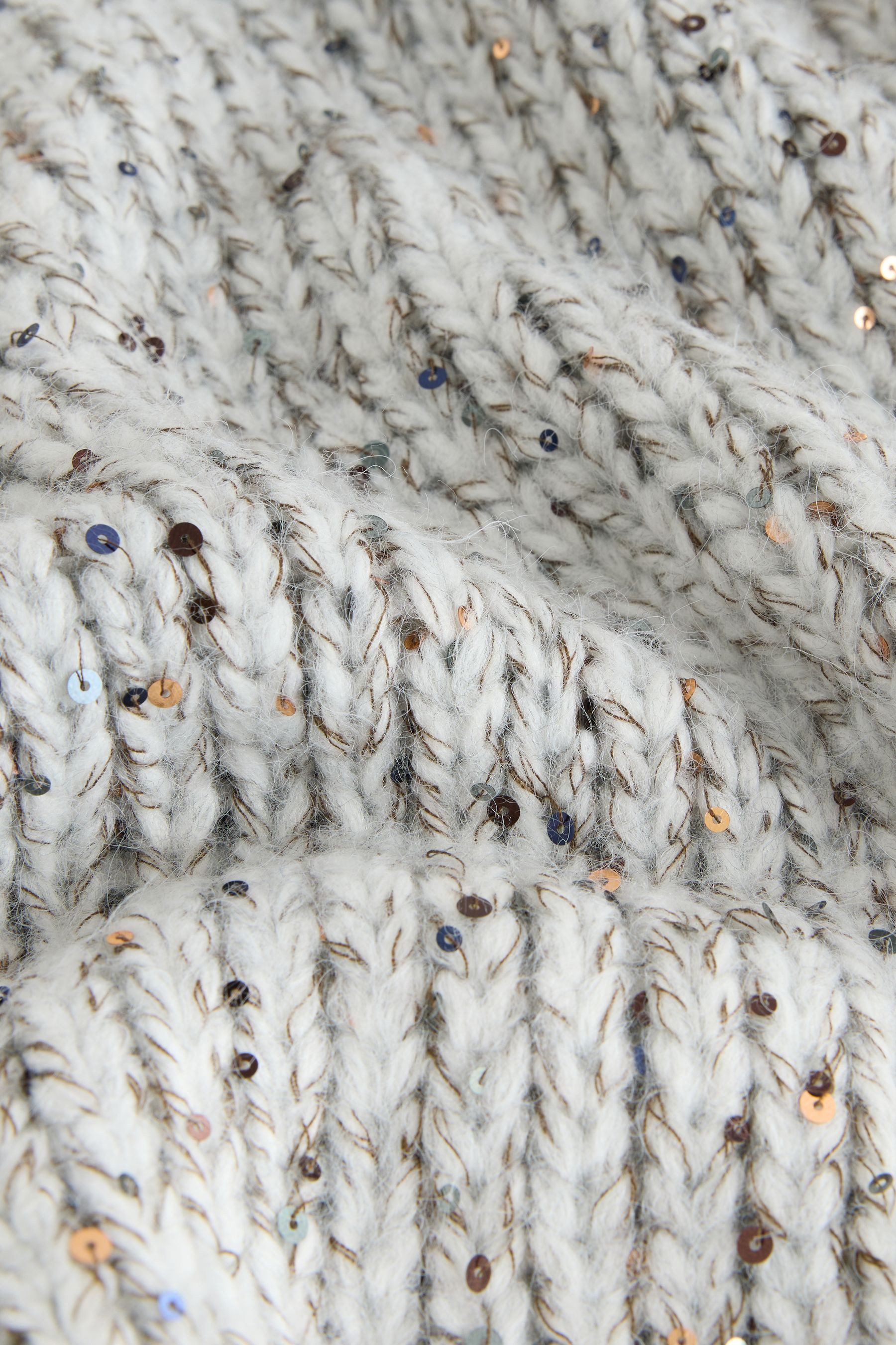Next V-Ausschnitt-Pullover Grobstrickpullover mit Pailletten und V-Ausschni günstig online kaufen