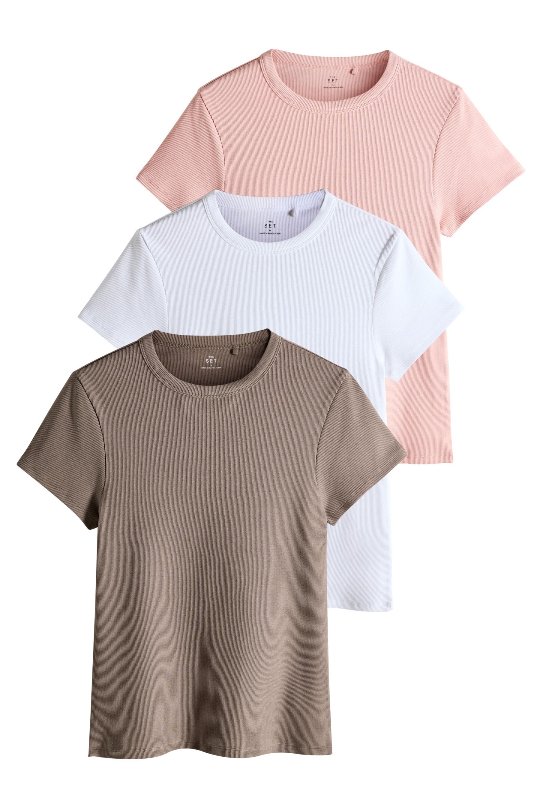 The Set T-Shirt The Set gerippte T-Shirts, 3er-Pack (3-tlg) günstig online kaufen