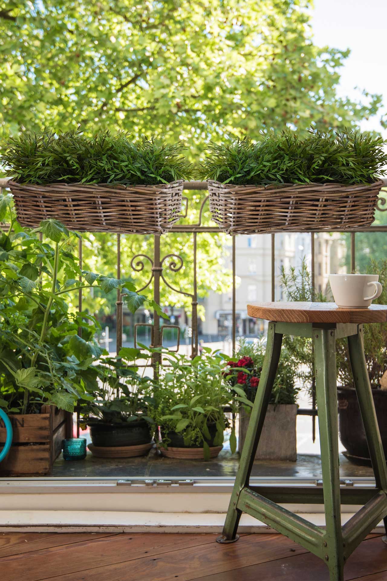 VIVANNO Balkonkasten Rattan SACADA Kasten - Natur Geflochten (1 St), 46x18x14 cm