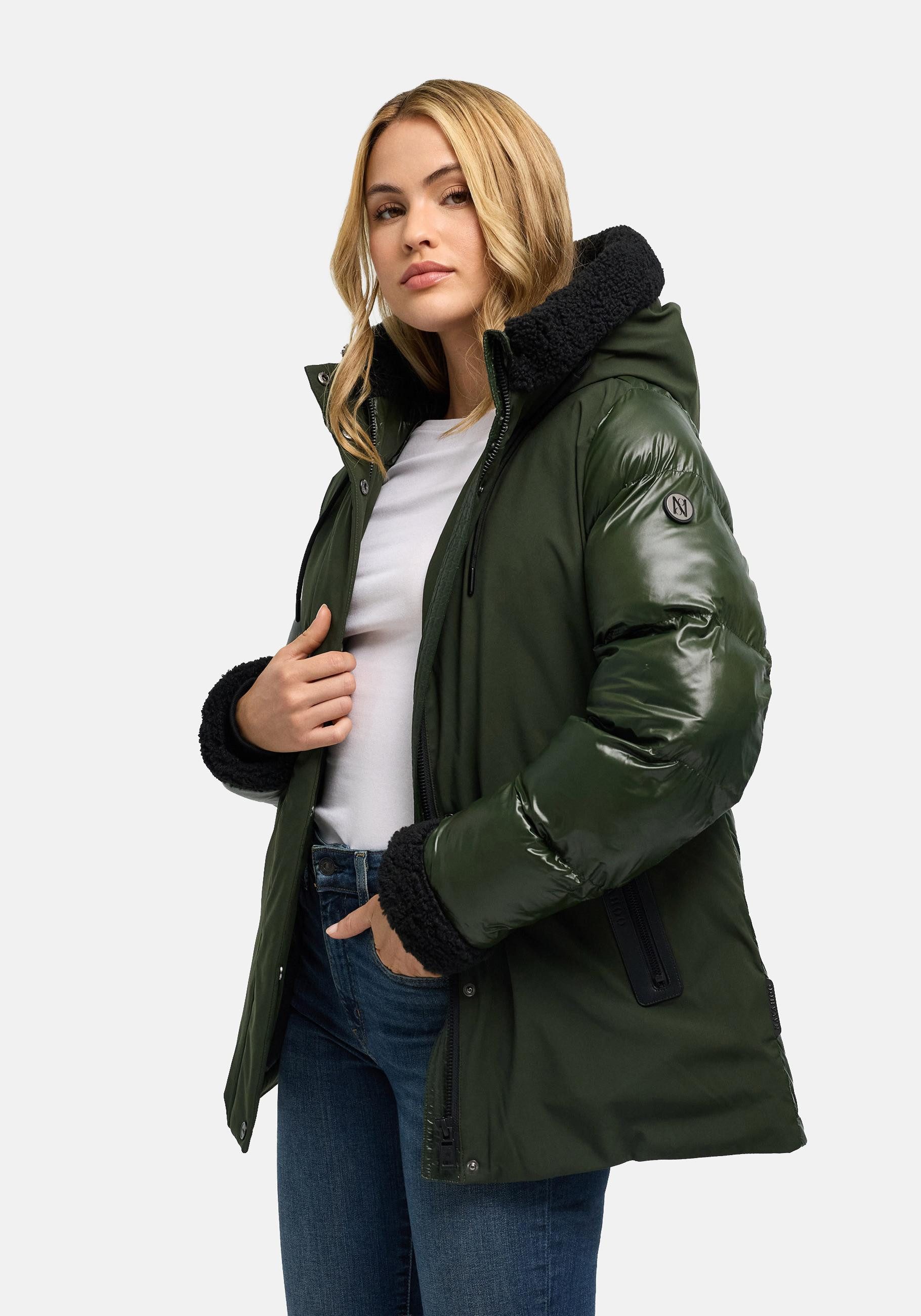 Navahoo Winterjacke Herzschmelz 14 Warme Damen Jacke mit Teddy-Kunstfell Details