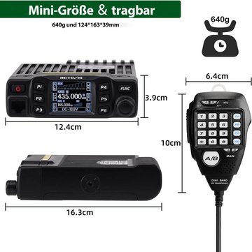 Retevis Funkgerät »RT95 Walkie Talkie Mobile Dual Band UHF/VHF CTCSS/DCS«, (Mobilgerät)