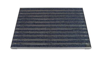 Fußmatte Emco Eingangsmatte DIPLOMAT + Rahmen 25mm Aluminium, Rips Blau, Emco, rechteckig, Höhe: 25 mm, Größe: 750x500 mm, für Innen- und überdachten Außenbereich
