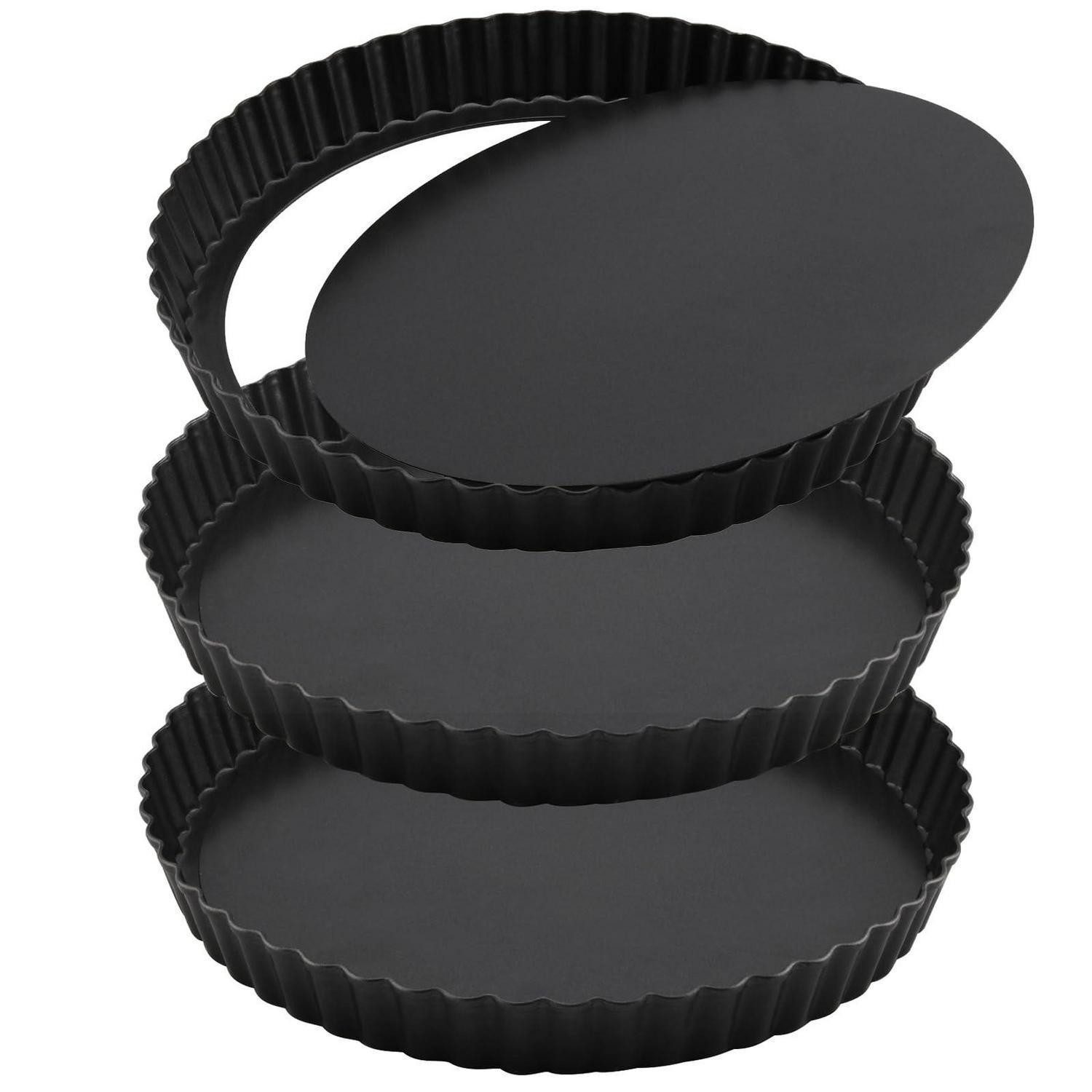 LuxusKollektion Tarteform 3x Tarteform 22cm mit Hebeboden Wellenrand, (3-tlg)