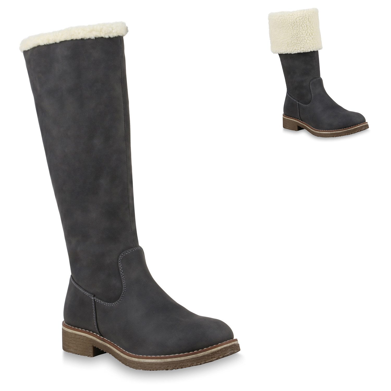VAN HILL 820371 Winterstiefel Eleanor Damen Winterstiefel mit modischem Blockabsatz und Kunstfell
