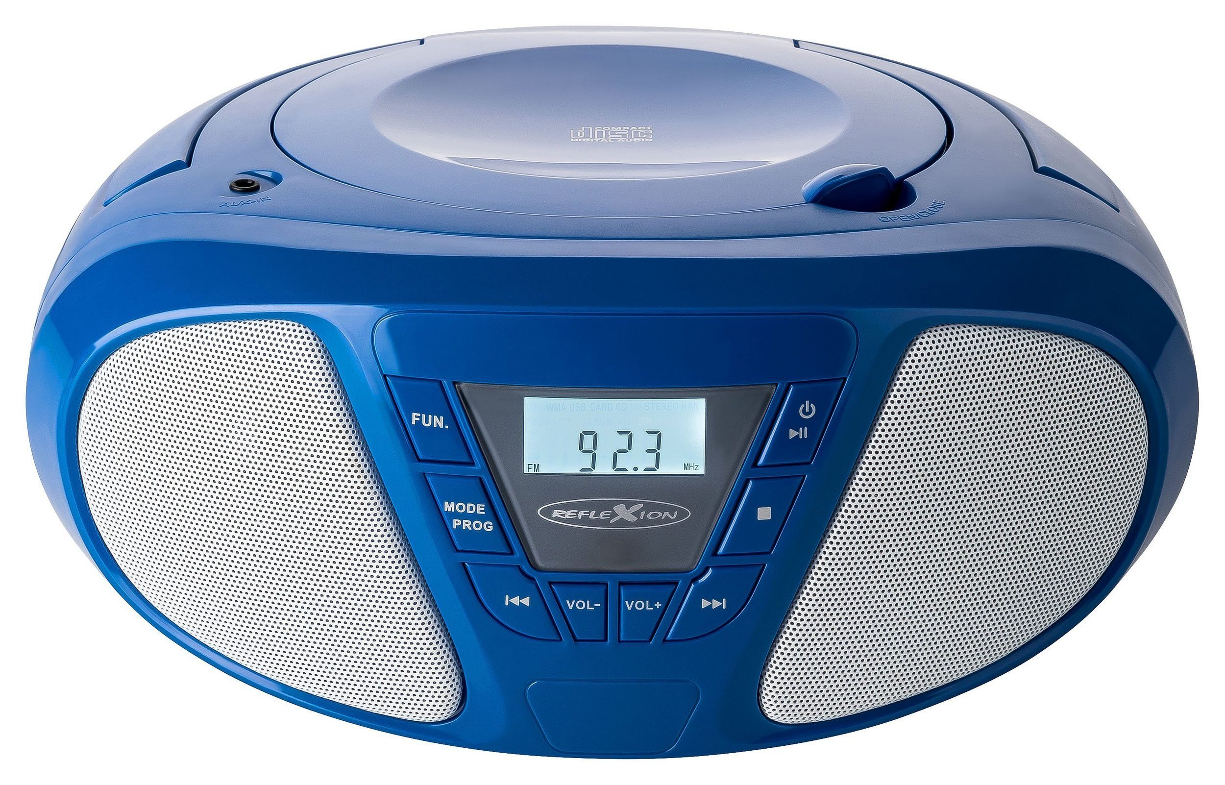 Reflexion CDR614 Boombox (UKW PLL blau Radio, 16,00 Radio, (CD: Tracks) CD-Player mit W, Stereo Programmier-Funktion 20